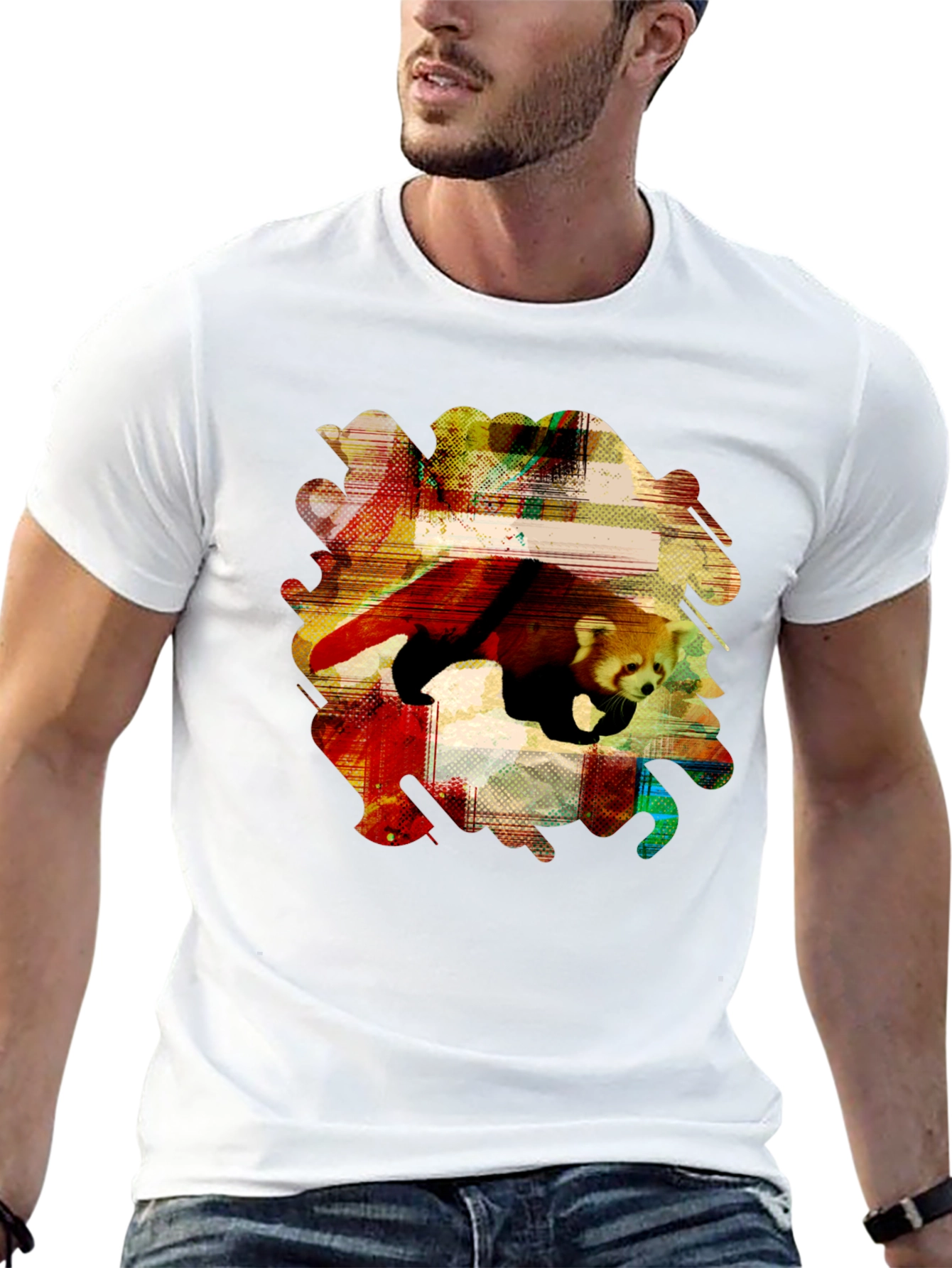 Black Red Panda Graphic Tee - Unique Abstract Design view 13