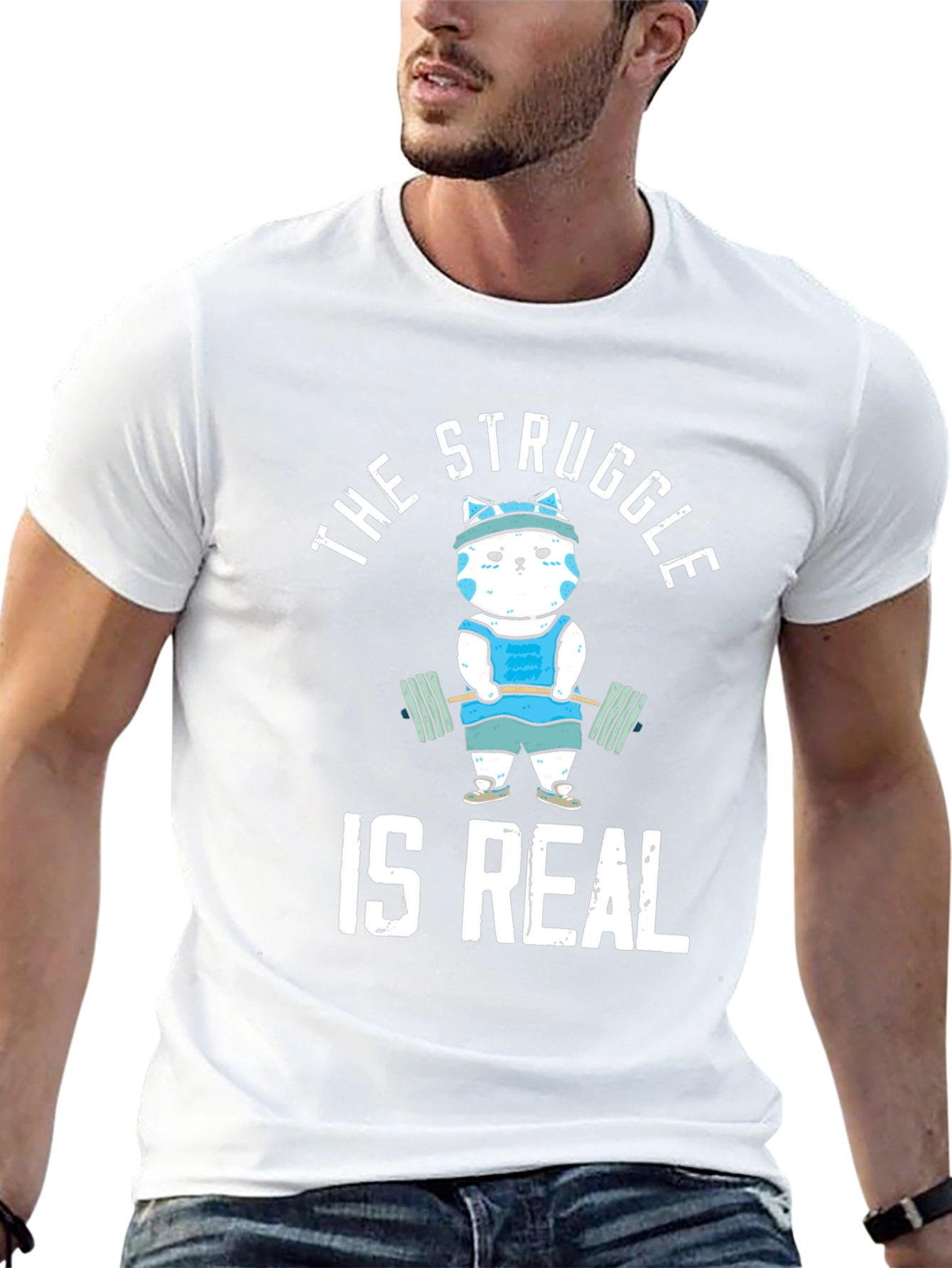 Funny Workout Cat T-Shirt - The Struggle Is Real Tee - 13
