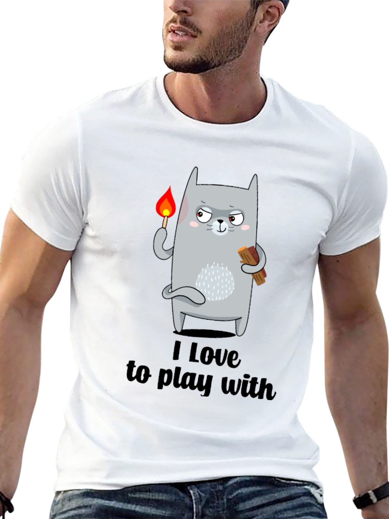 Black I Love To Play With Funny Cat T-Shirt view 13