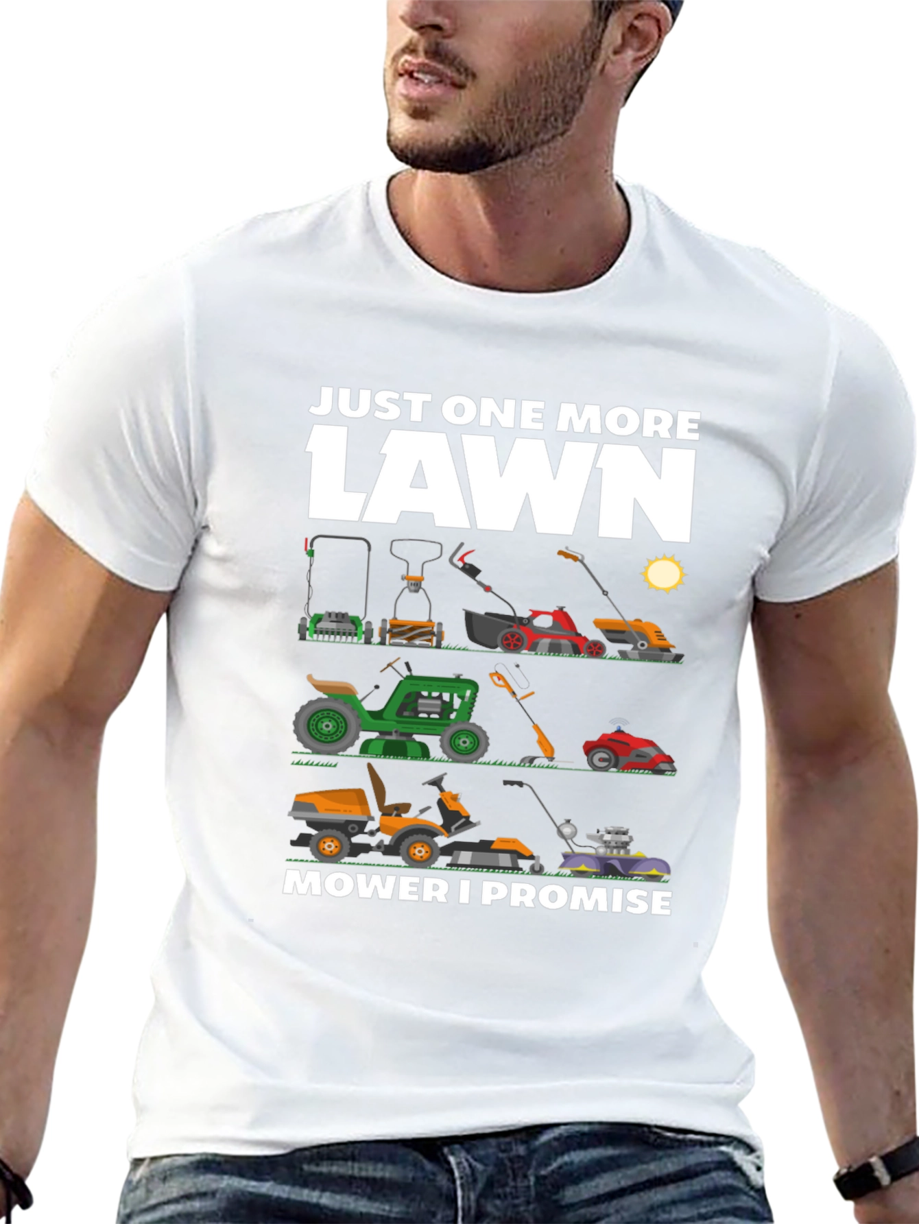 Black Just One More Lawn Mower T-Shirt view 13