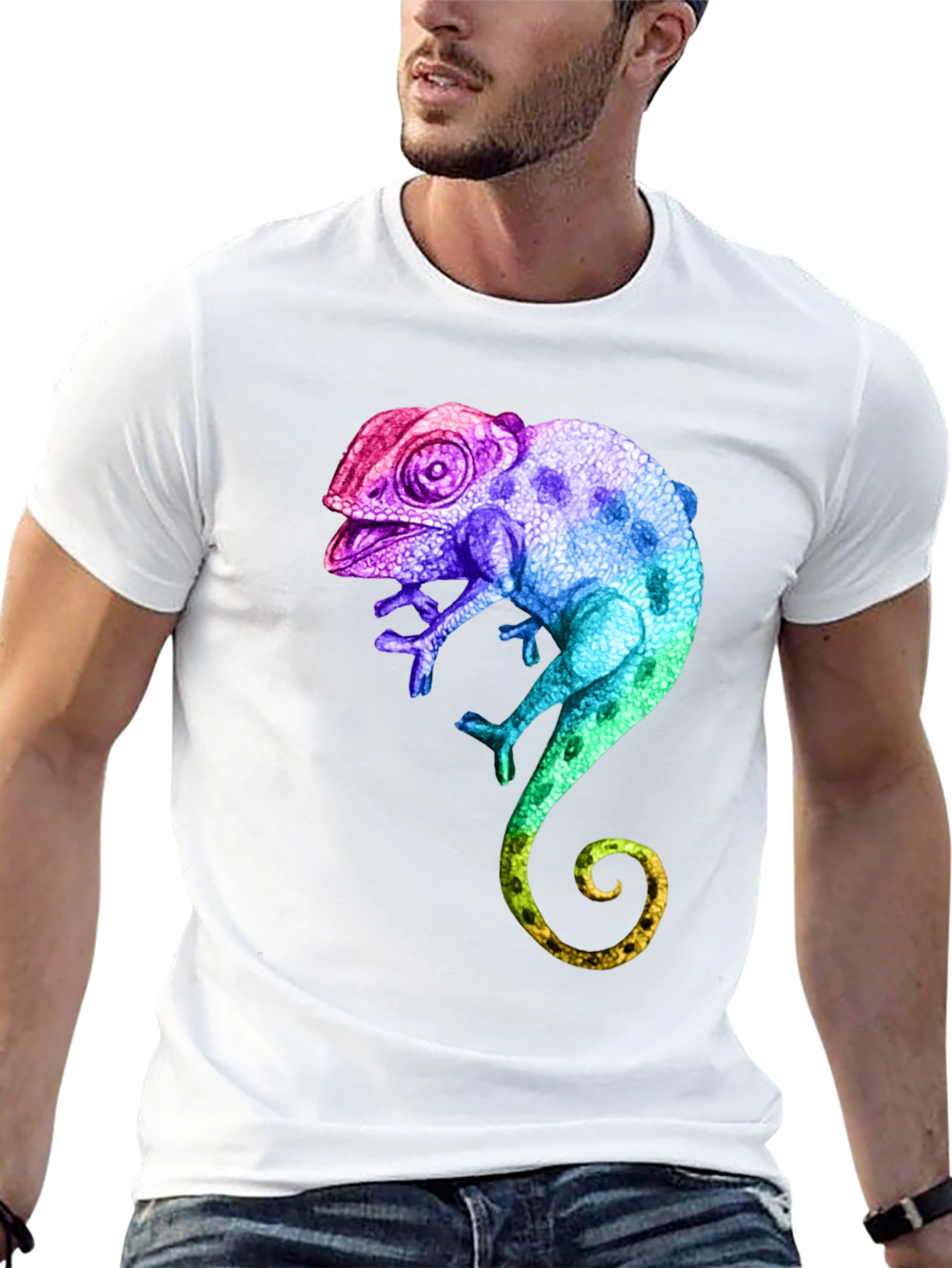 Black Rainbow Chameleon Graphic T-Shirt view 13