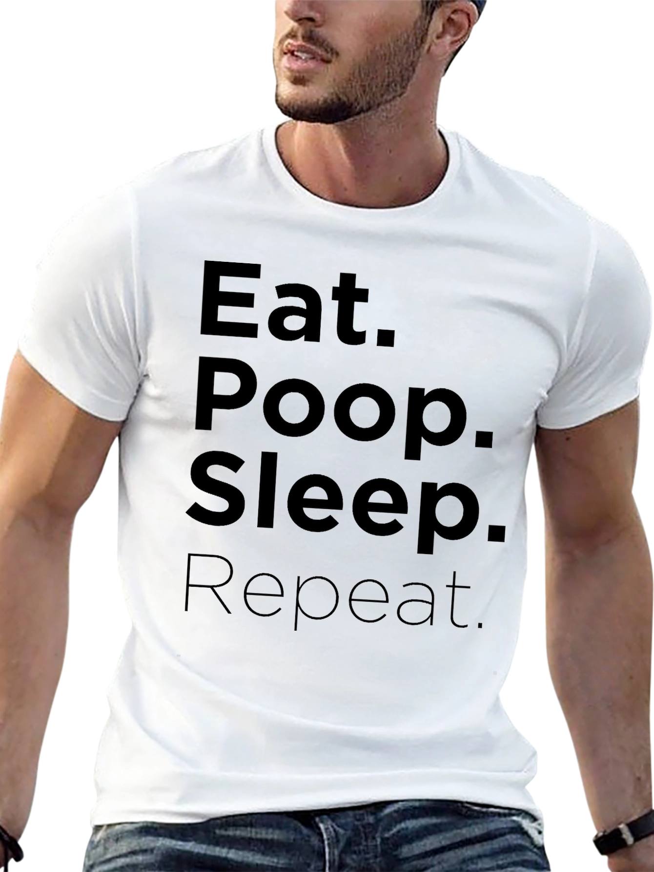 Black Eat Poop Sleep Repeat T-Shirt - Funny Casual Tee view 13