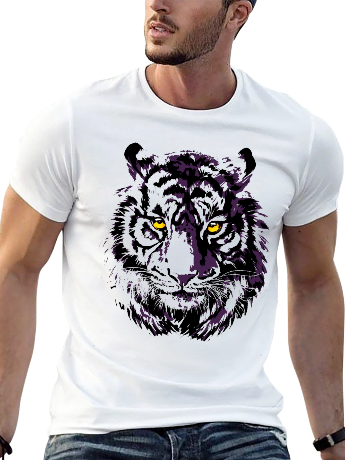 Black Tiger Graphic Tee - Men's Black Crew Neck view 13