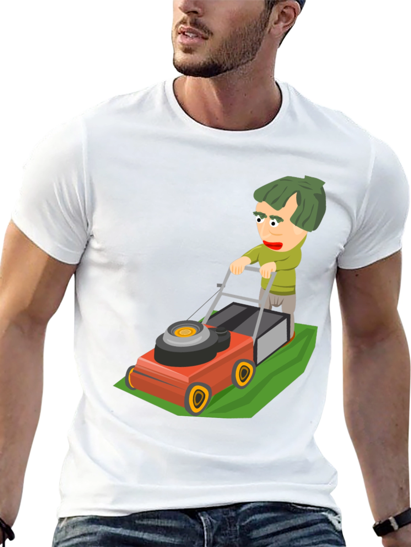 Black Cartoon Lawn Mower Graphic Tee view 13