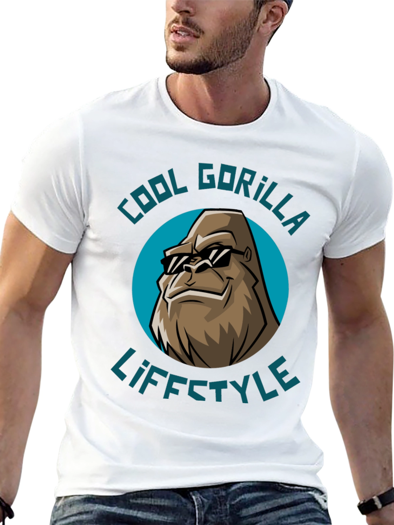 Black Cool Gorilla Lifestyle Graphic T-Shirt view 13