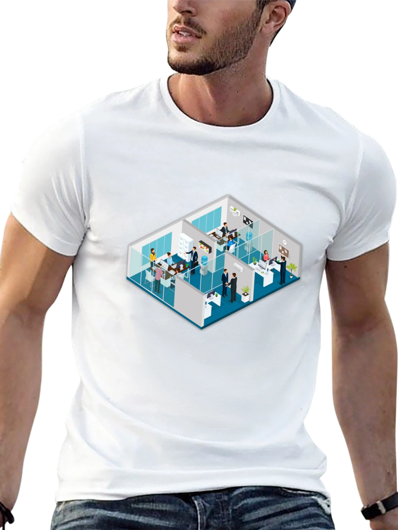 Isometric Office Black T-Shirt - 13