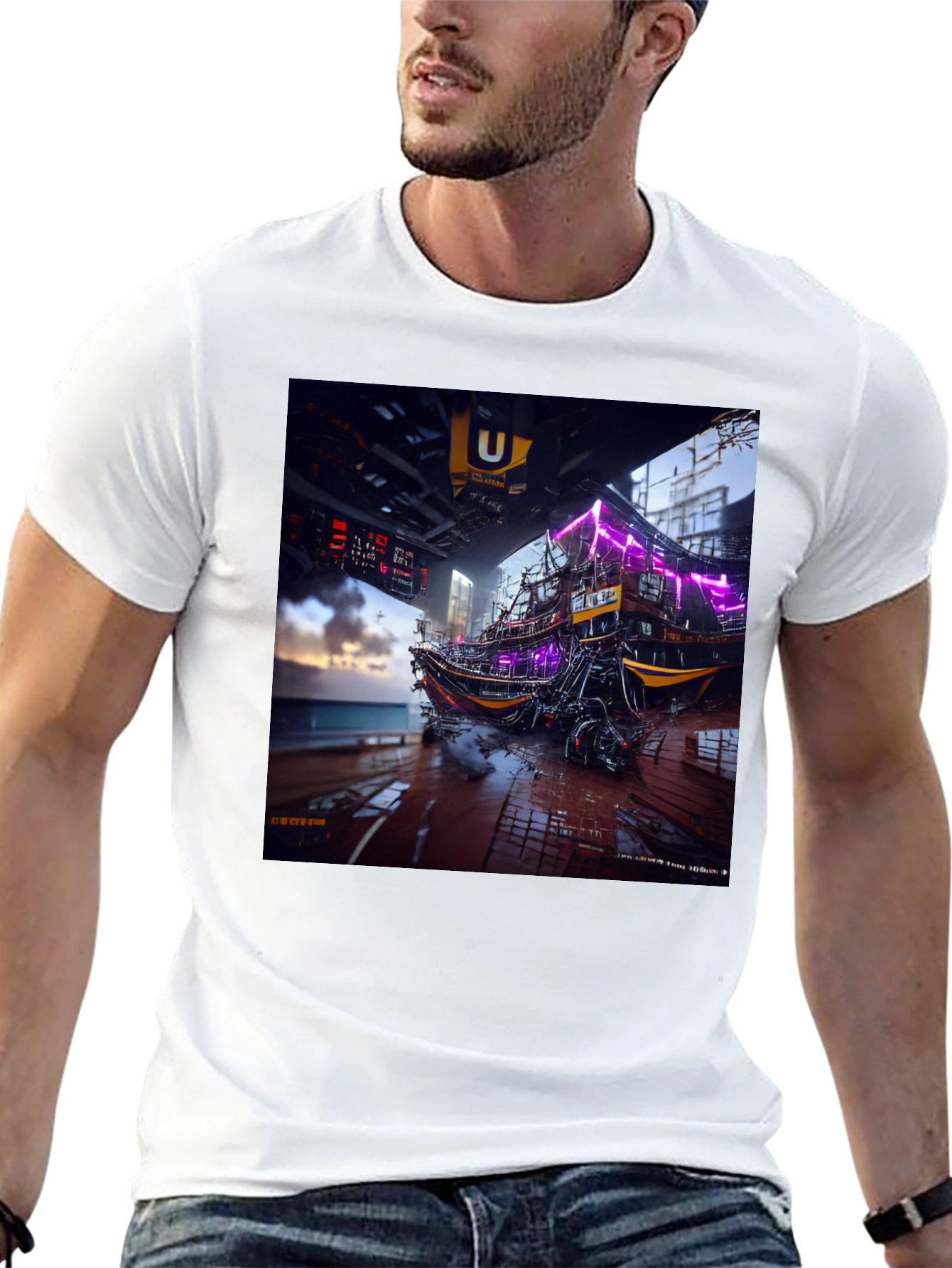 Black Cyberpunk Boat T-Shirt view 13