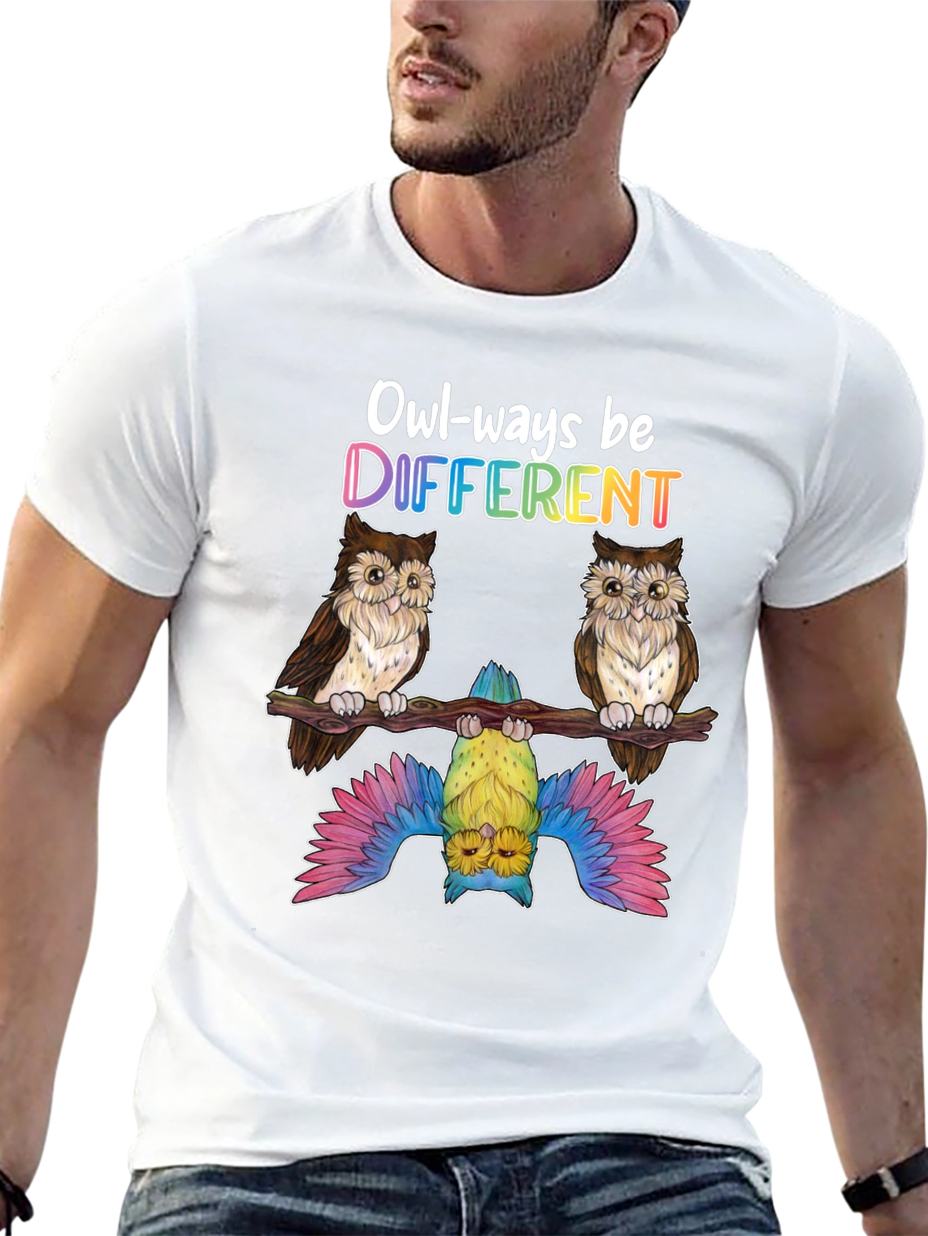 Black Owl-ways Be Different Graphic T-Shirt view 13
