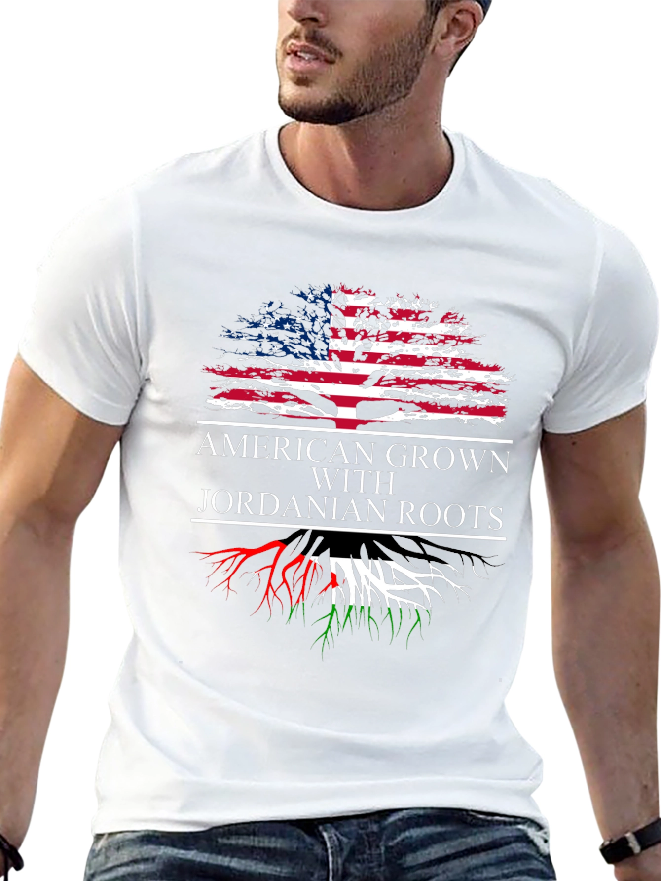 Black American Grown with Jordanian Roots T-Shirt view 13