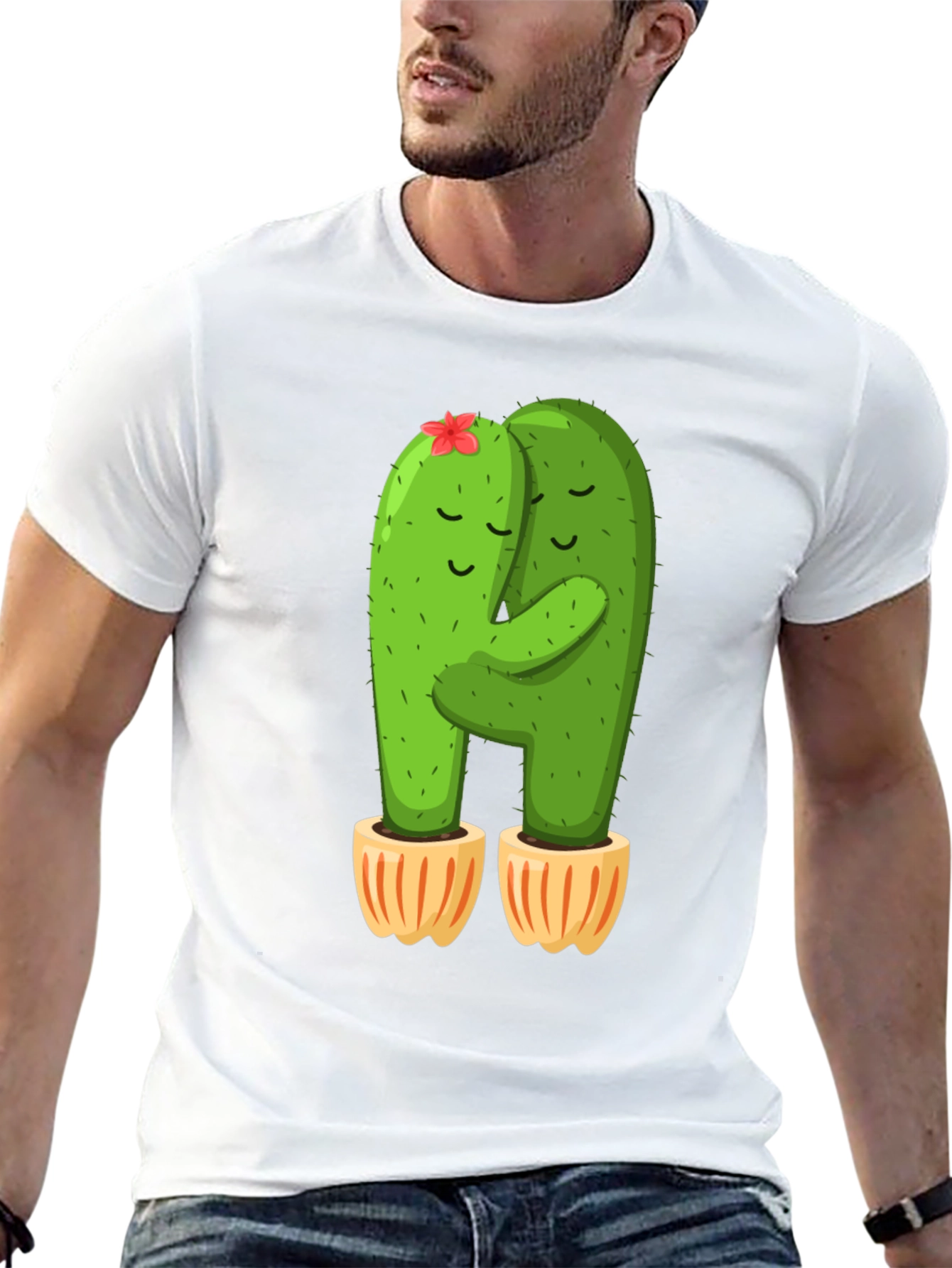 Black Cactus Hug T-Shirt - Cute and Comfy! view 13
