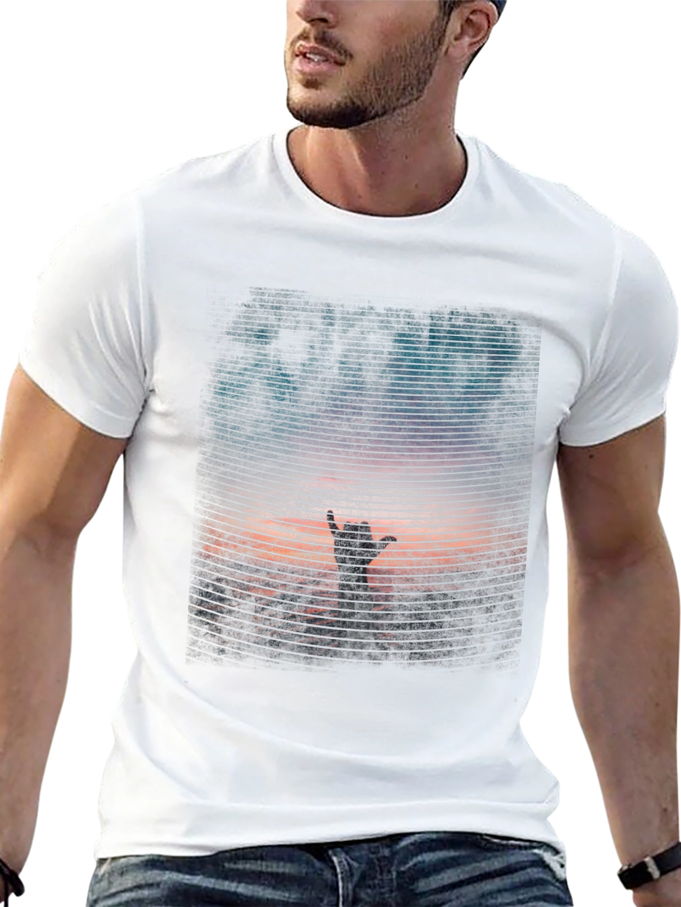 Black Sunset Hand T-Shirt - Black Graphic Tee view 13