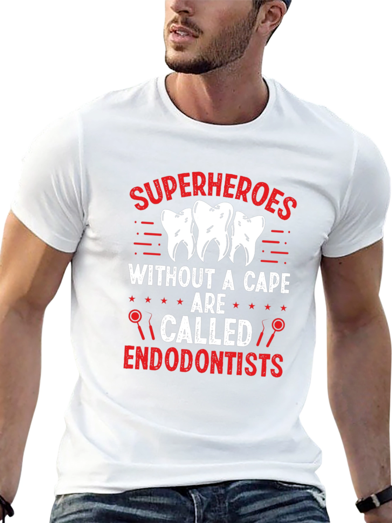 Black Superhero Endodontist T-Shirt - Dental Hero Tee view 13