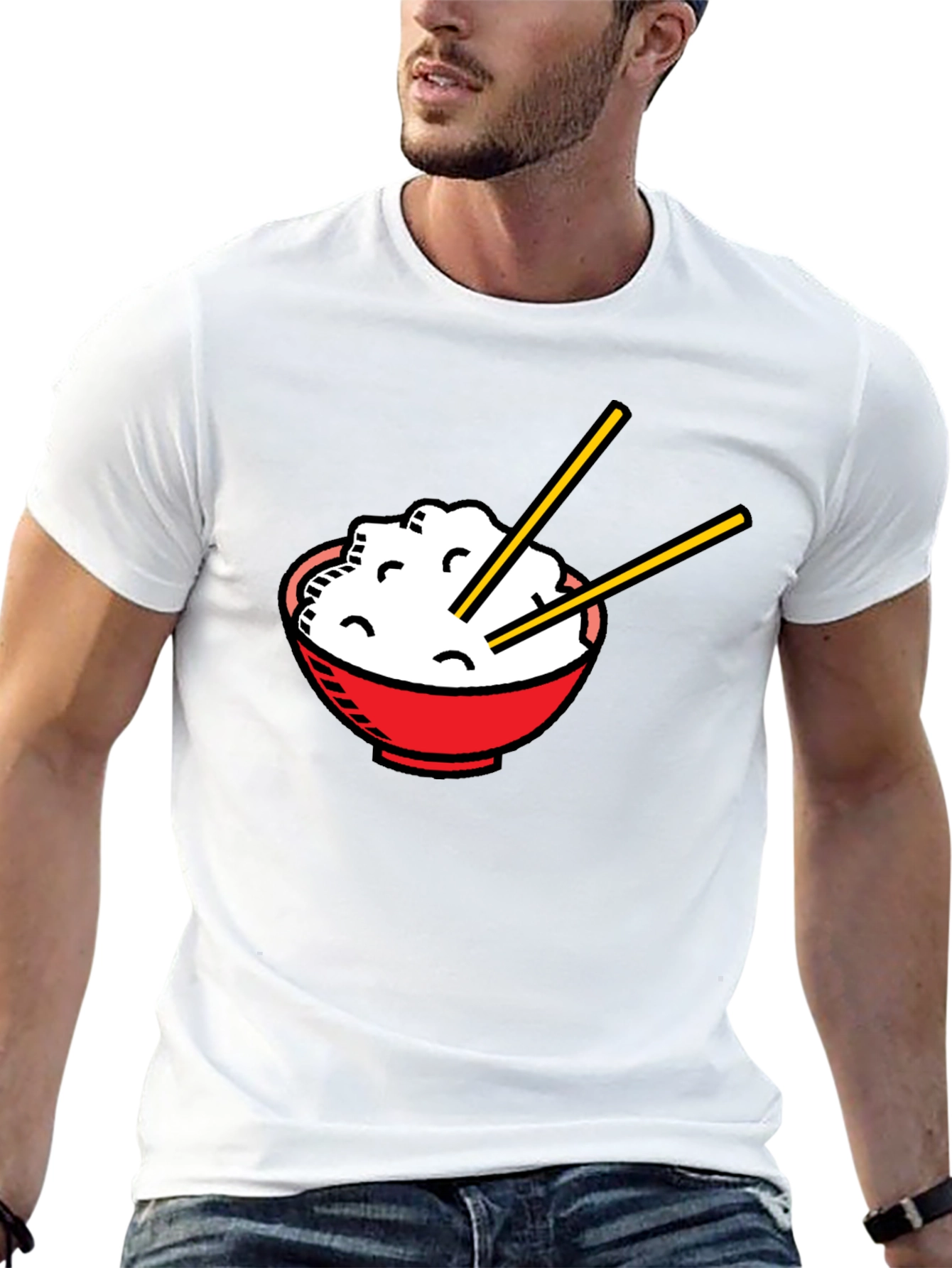 Black Rice Bowl Graphic T-Shirt - Unisex Asian Food Tee view 13