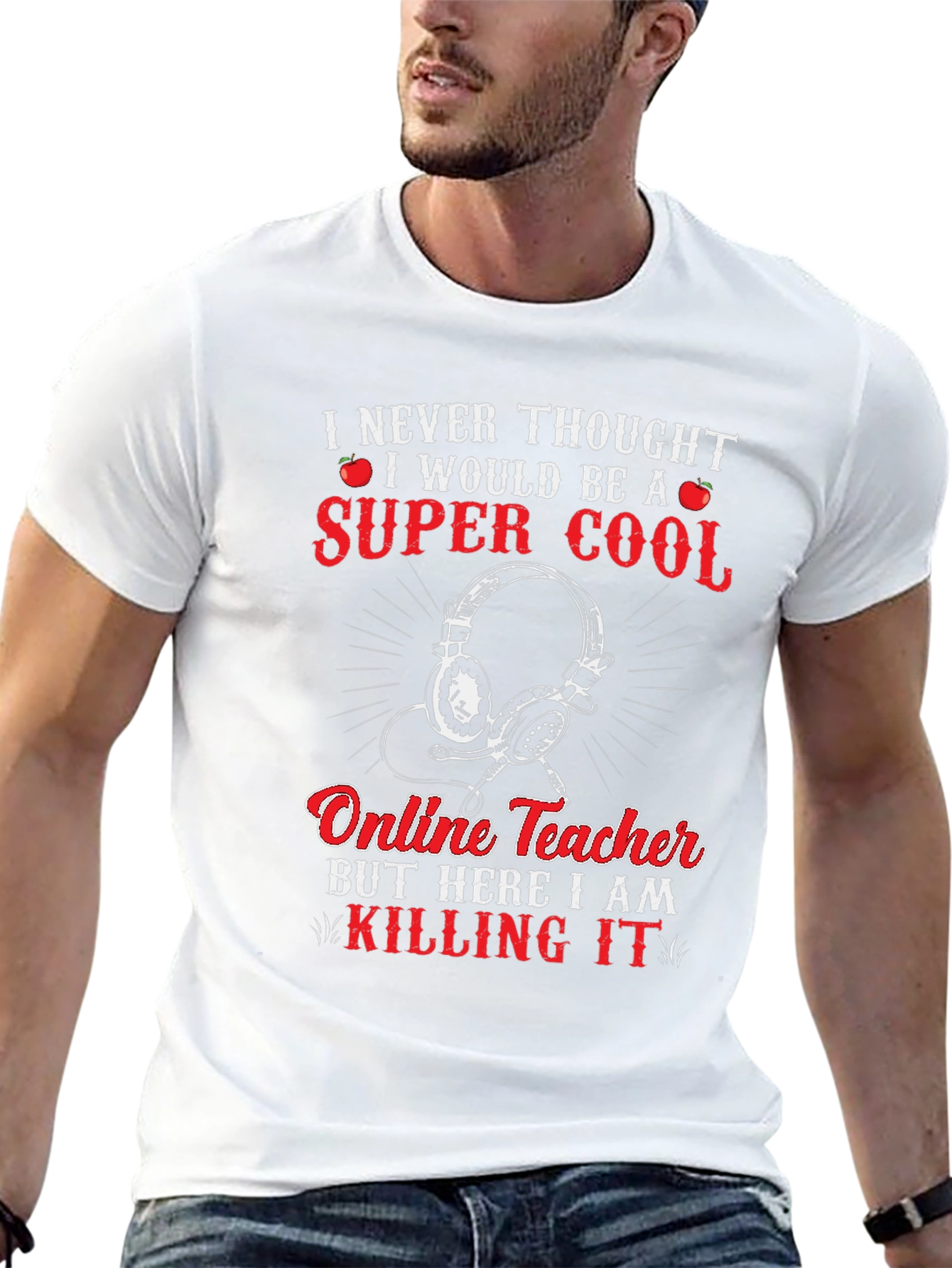 Black Super Cool Online Teacher Graphic T-Shirt view 13