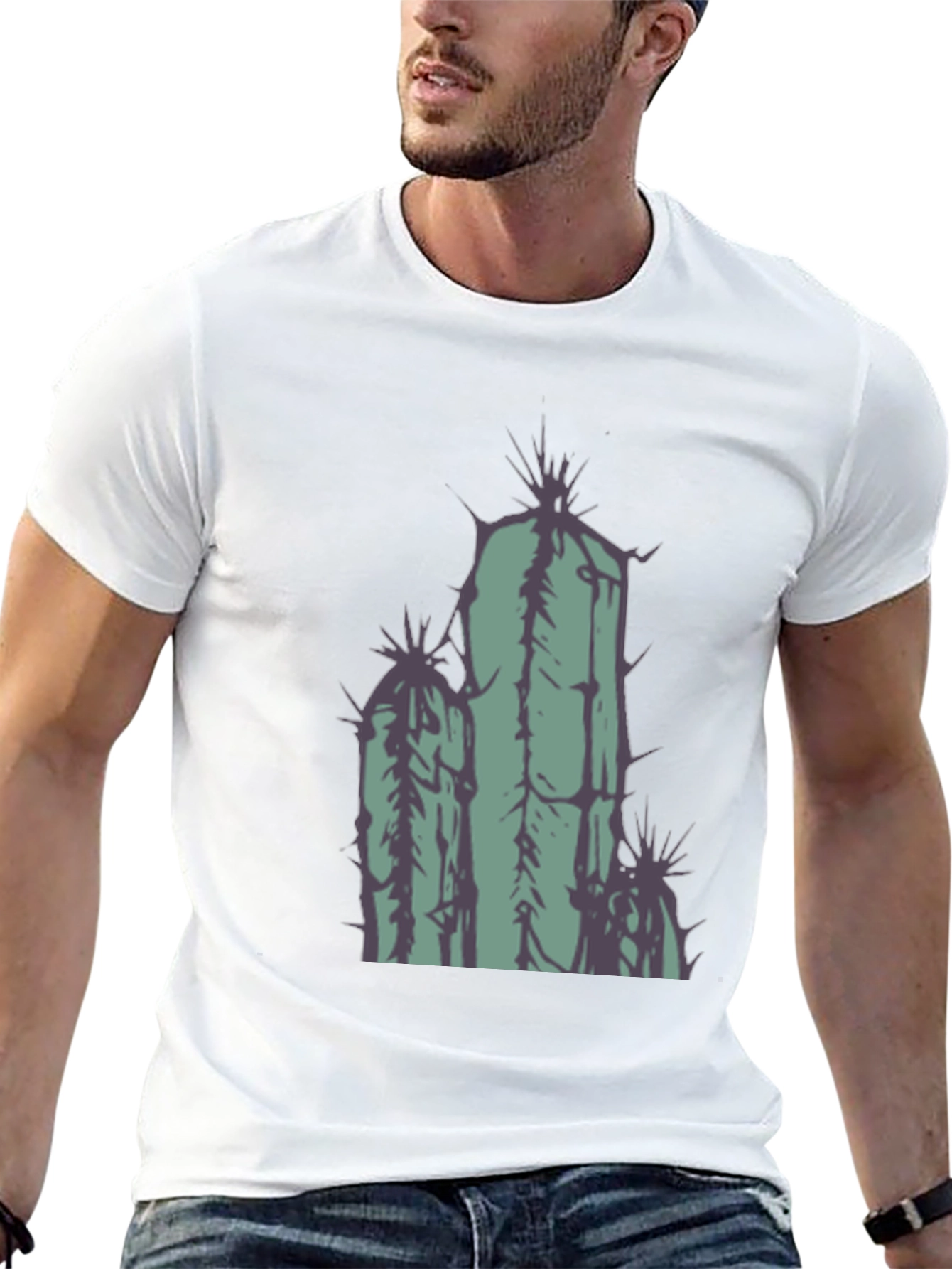 Black Cactus Graphic Tee - Black Cotton T-Shirt view 13