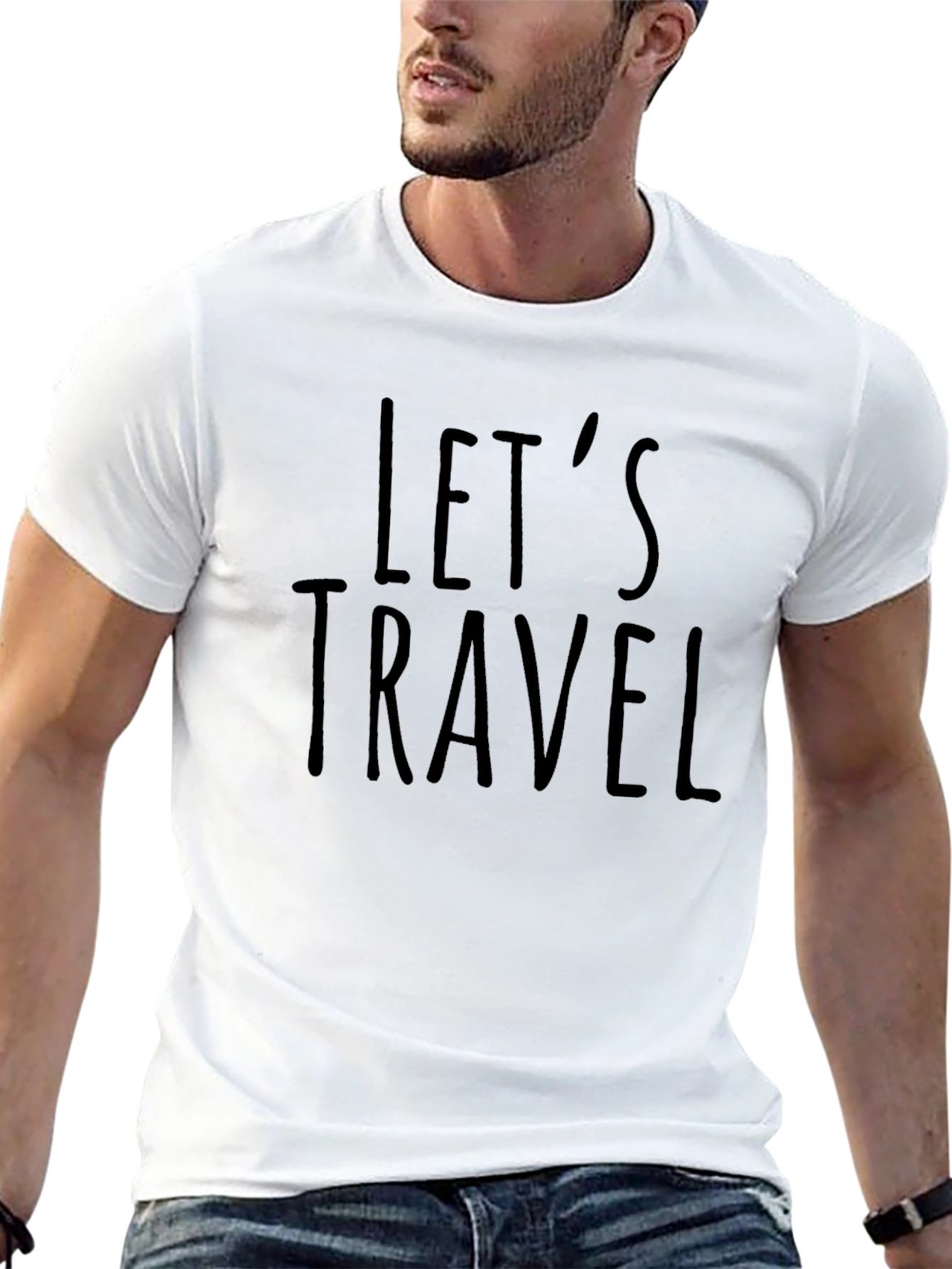 Black Let's Travel Graphic T-Shirt - Black Unisex Tee view 13