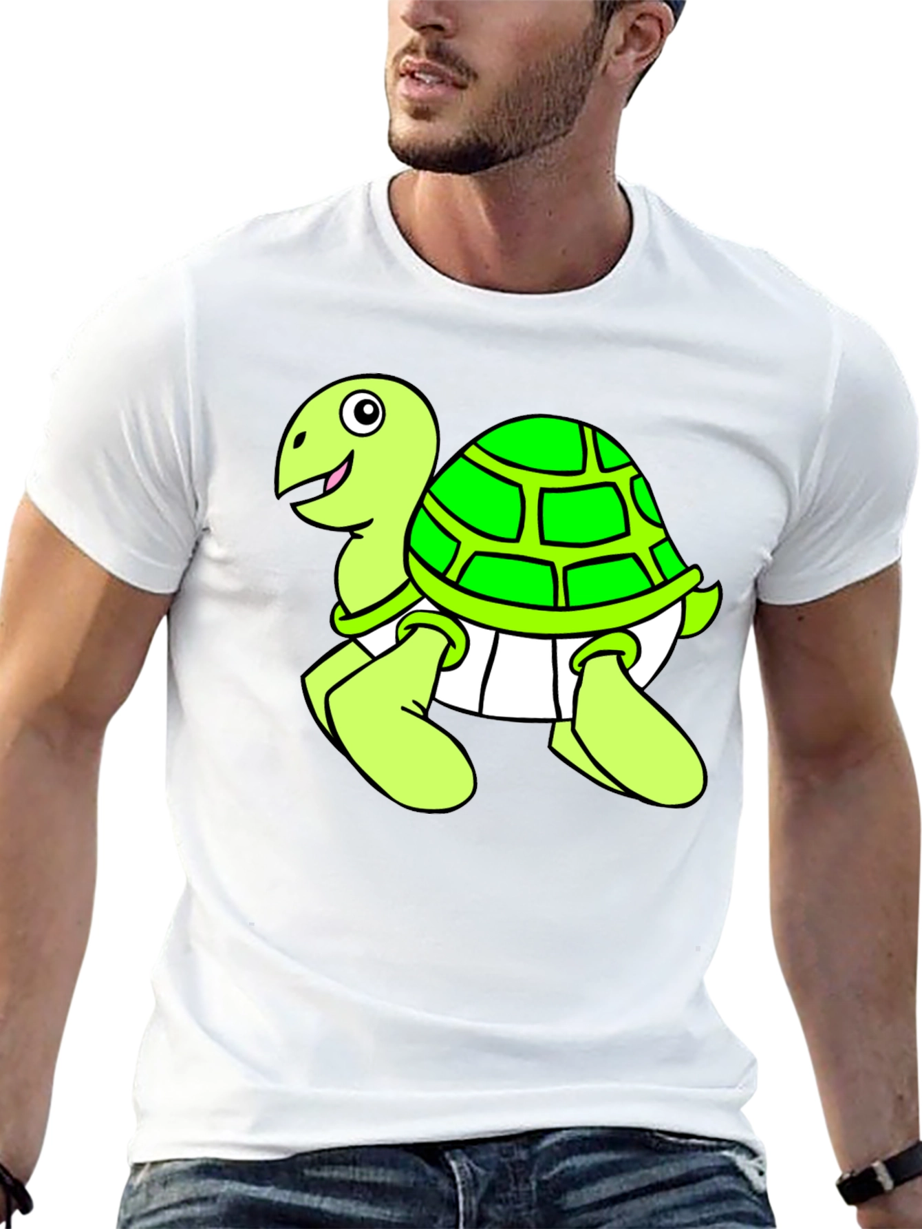 Black Cartoon Turtle Graphic Black T-Shirt view 13
