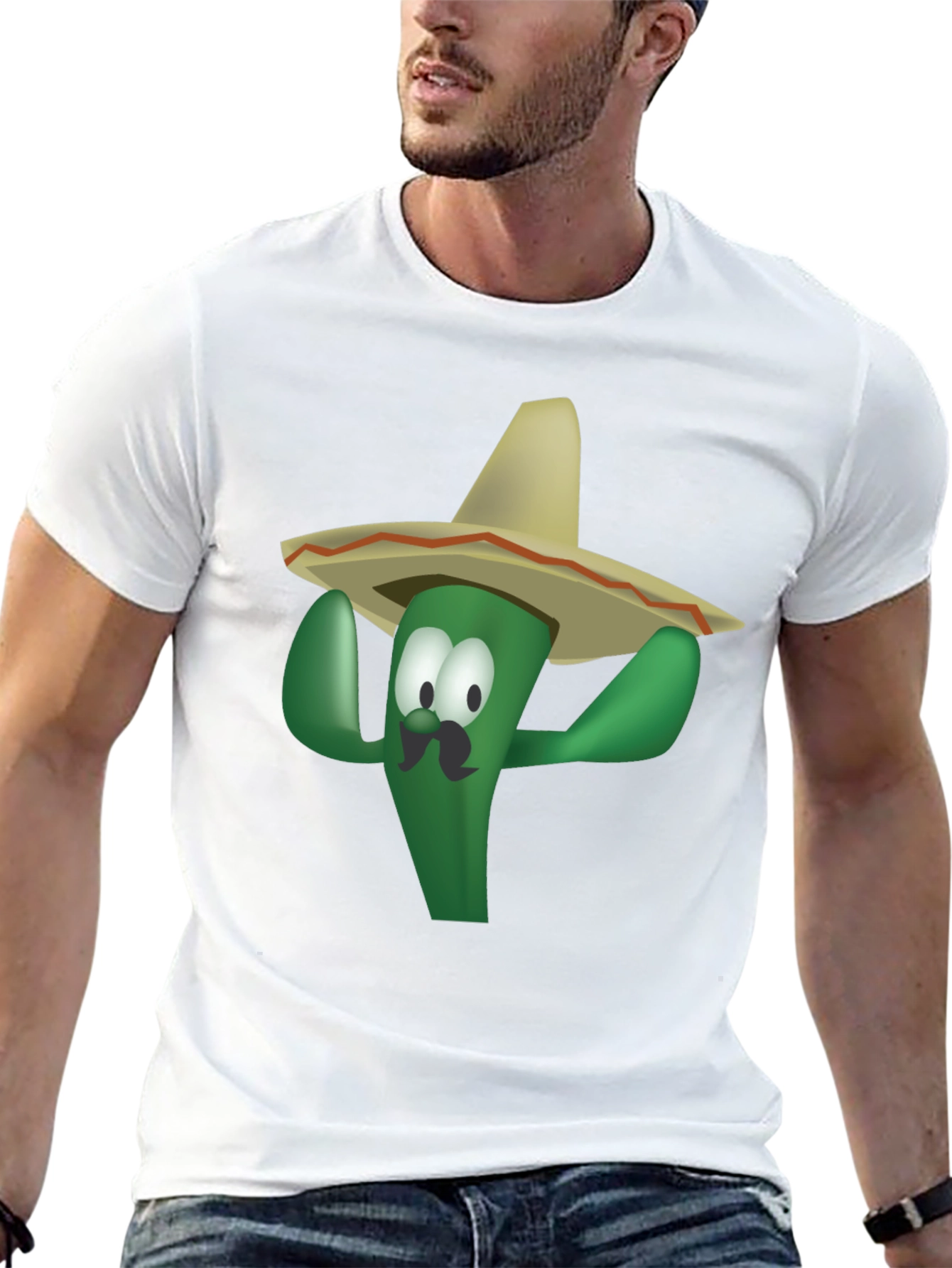 Black Cactus with Sombrero T-Shirt view 13