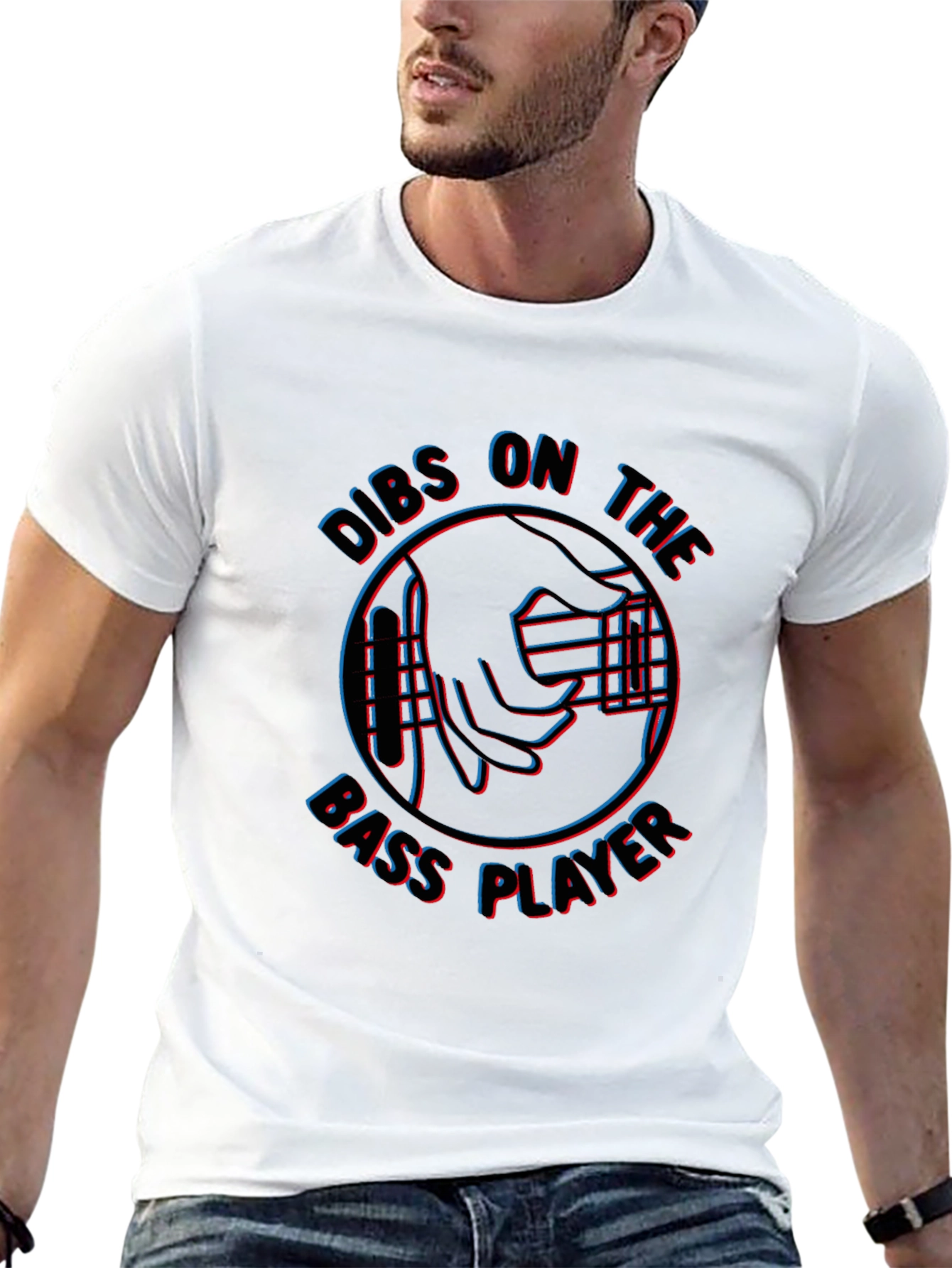 Black Dibs on the Bass Player Graphic T-Shirt view 13