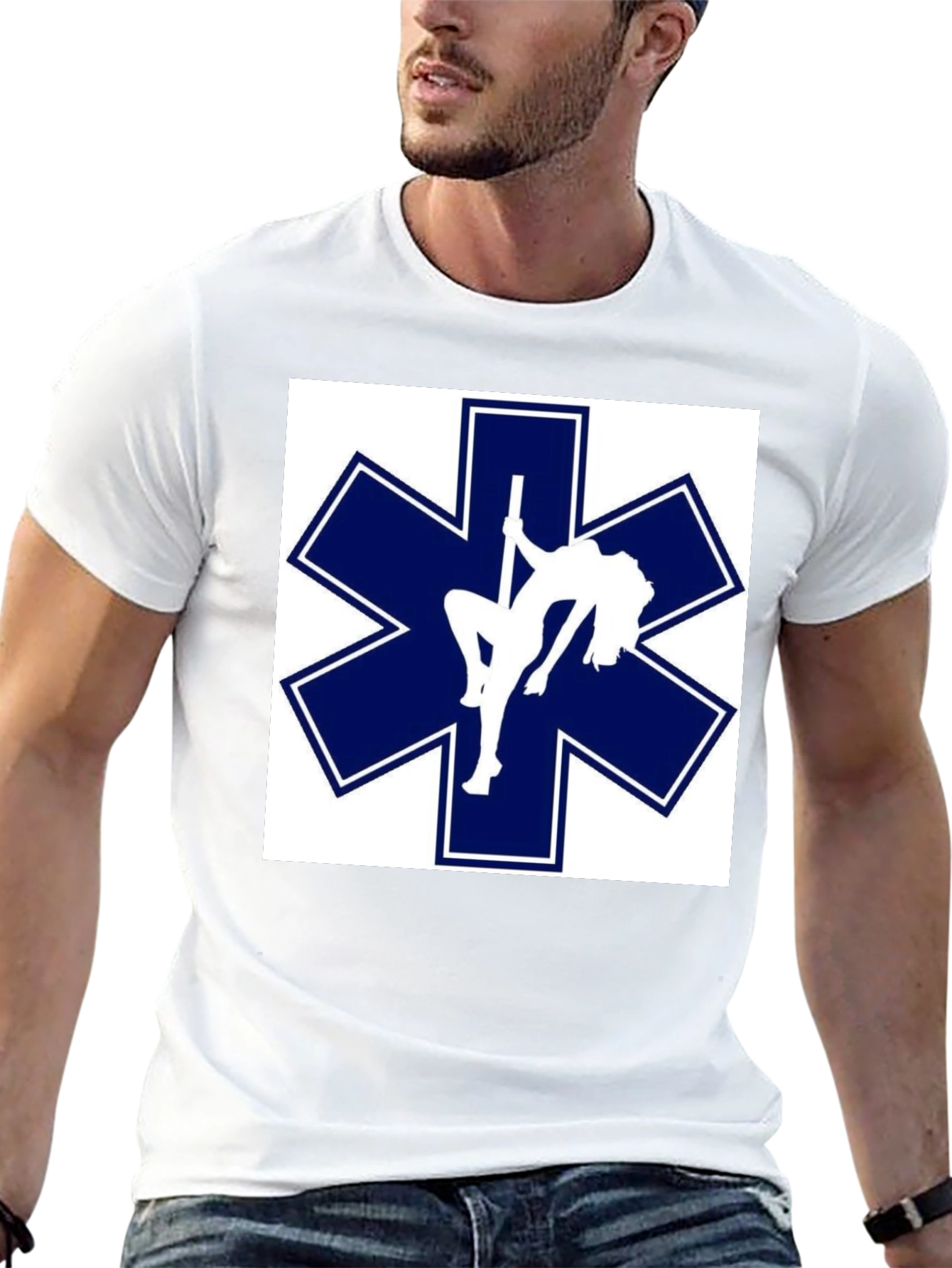 Black Star of Life Pole Dancer T-Shirt Funny EMT EMS Paramedic Tee view 13