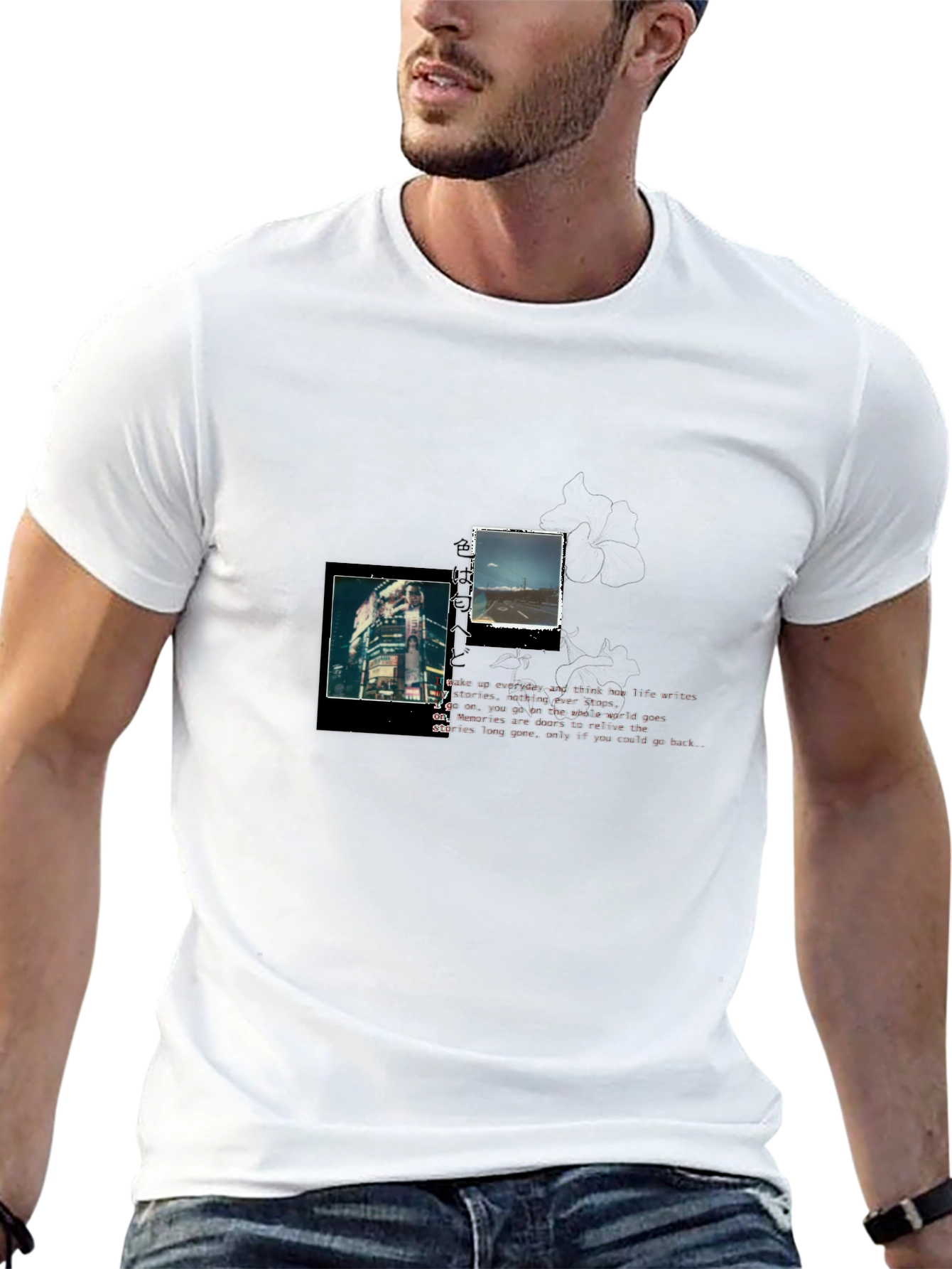 Black Abstract Graphic Black T-Shirt view 13