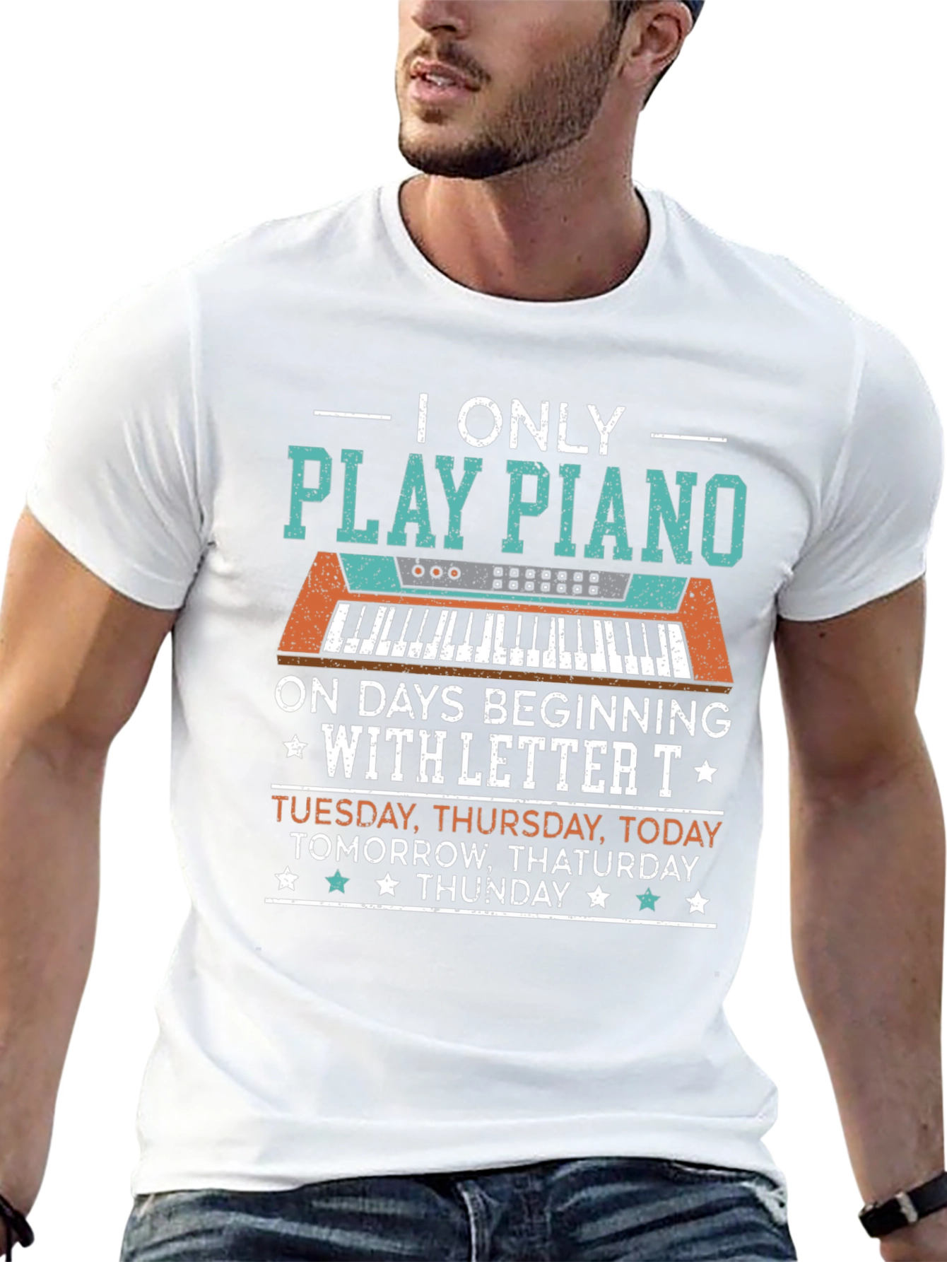 Black Piano Player T-Shirt: Days Beginning with "T" view 13
