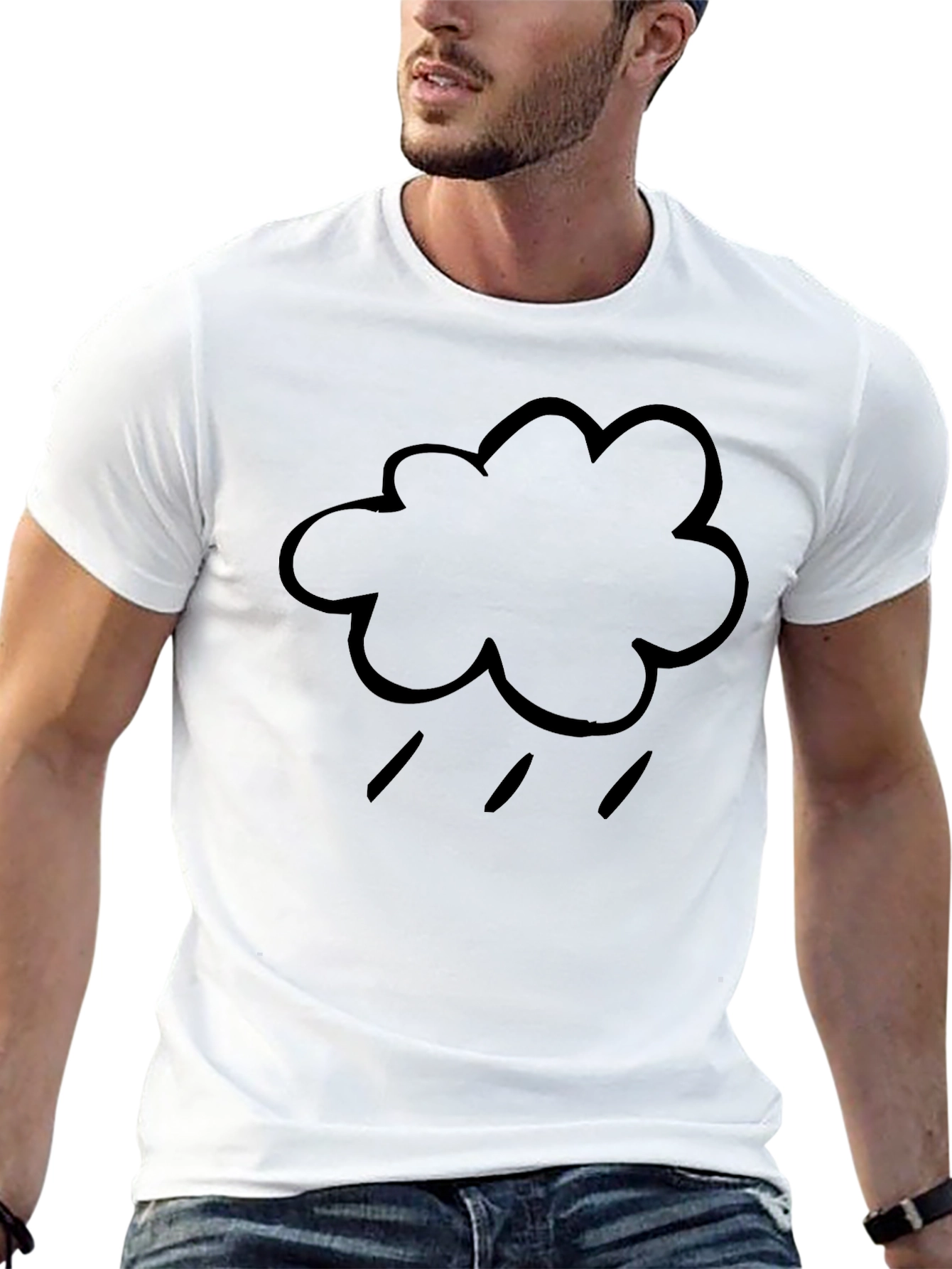 Black Rainy Cloud Graphic Black T-Shirt view 13