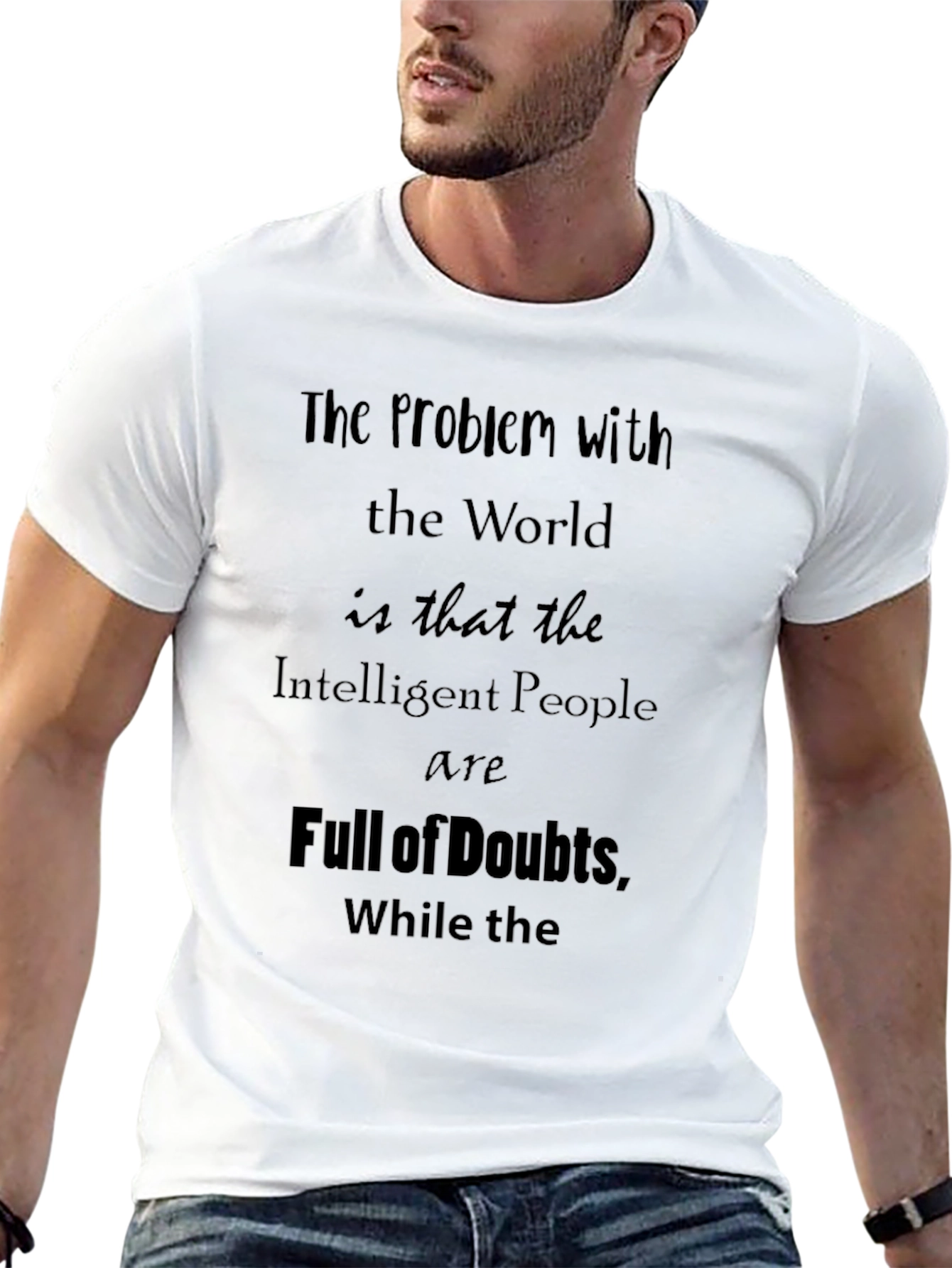 Black Doubtful Intelligent People Graphic T-Shirt view 13