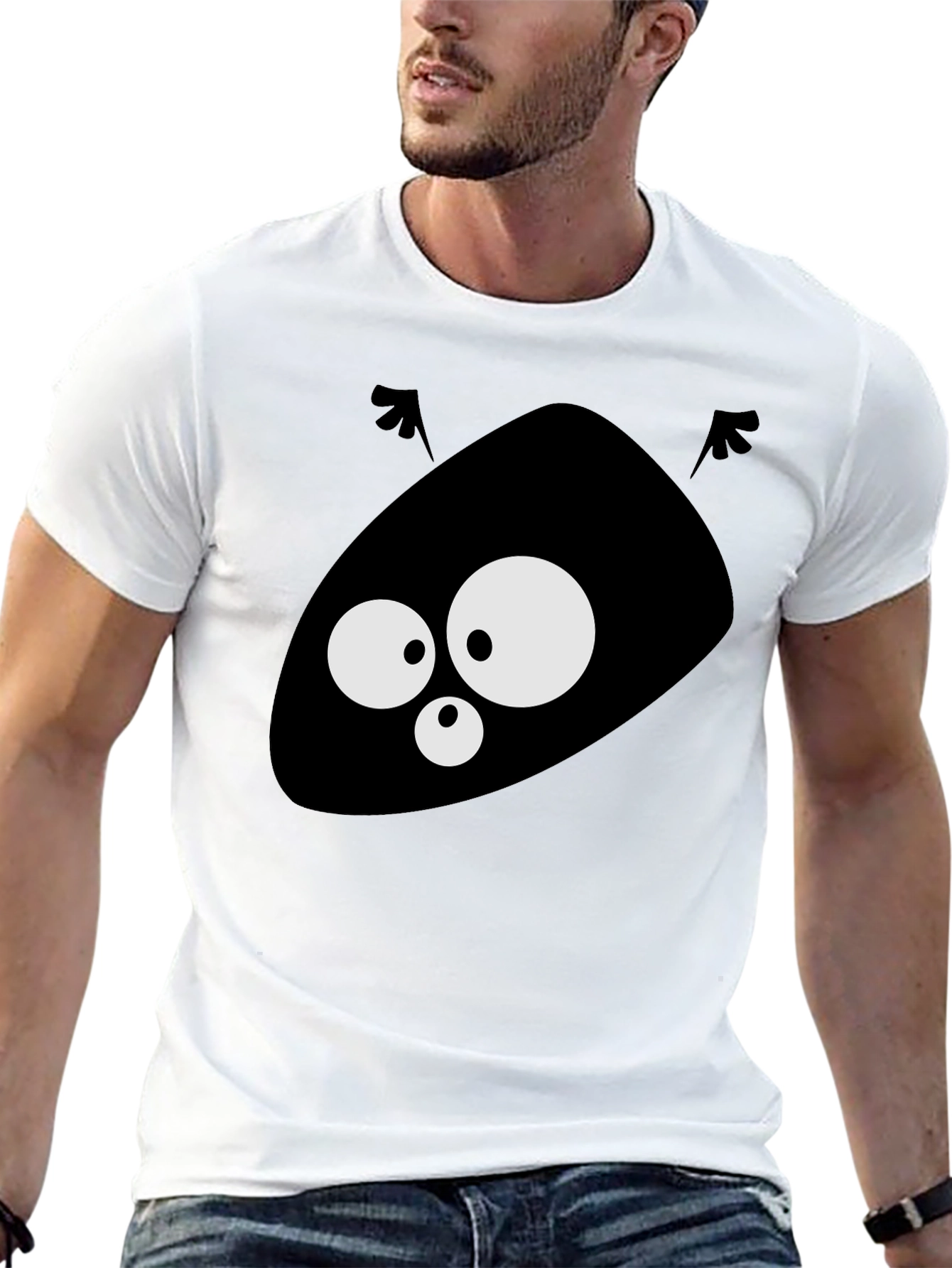 Black Funny Alien Face Graphic Black T-Shirt view 13