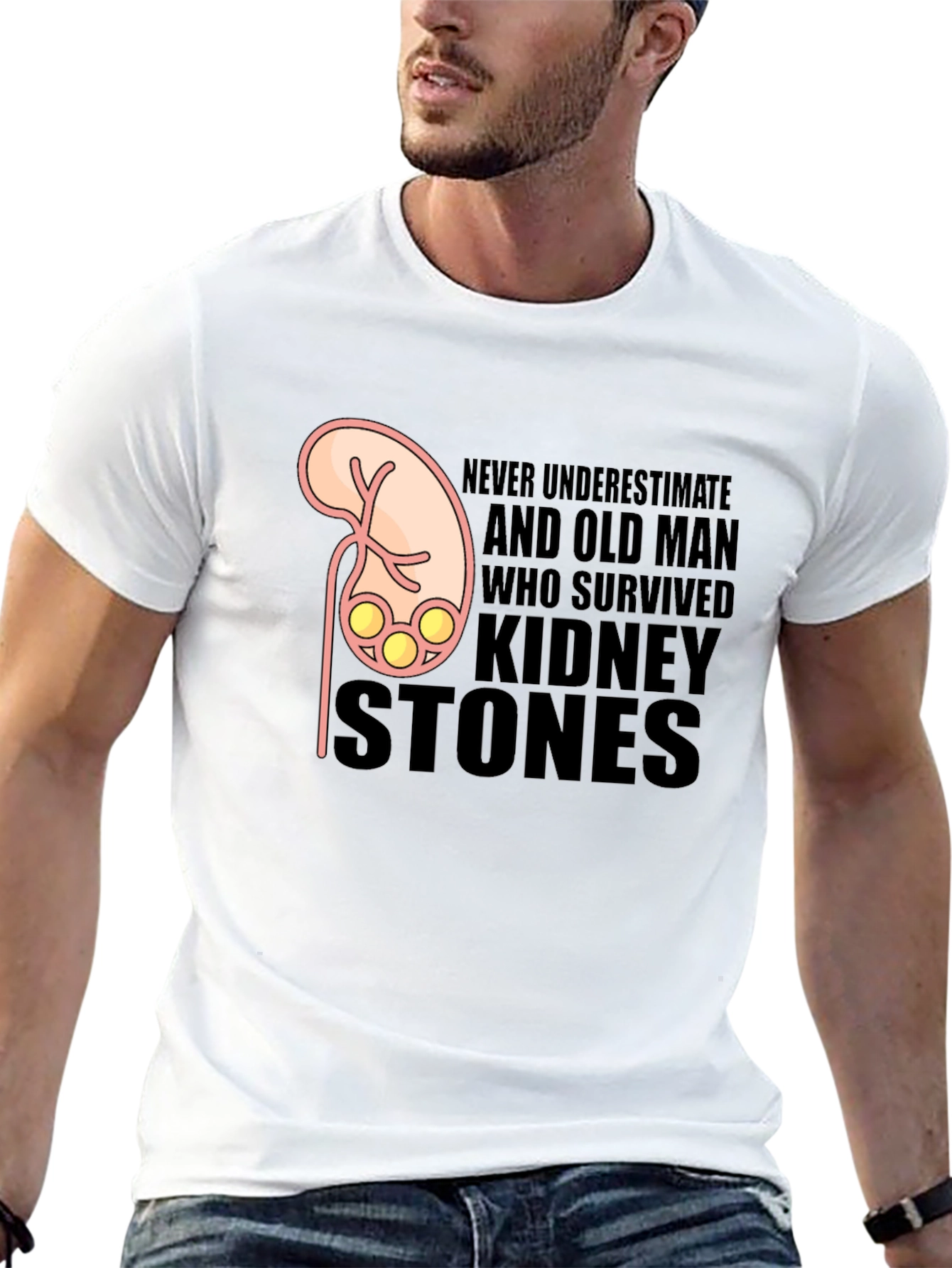 Black Kidney Stone Survivor T-Shirt - Funny Graphic Tee view 13