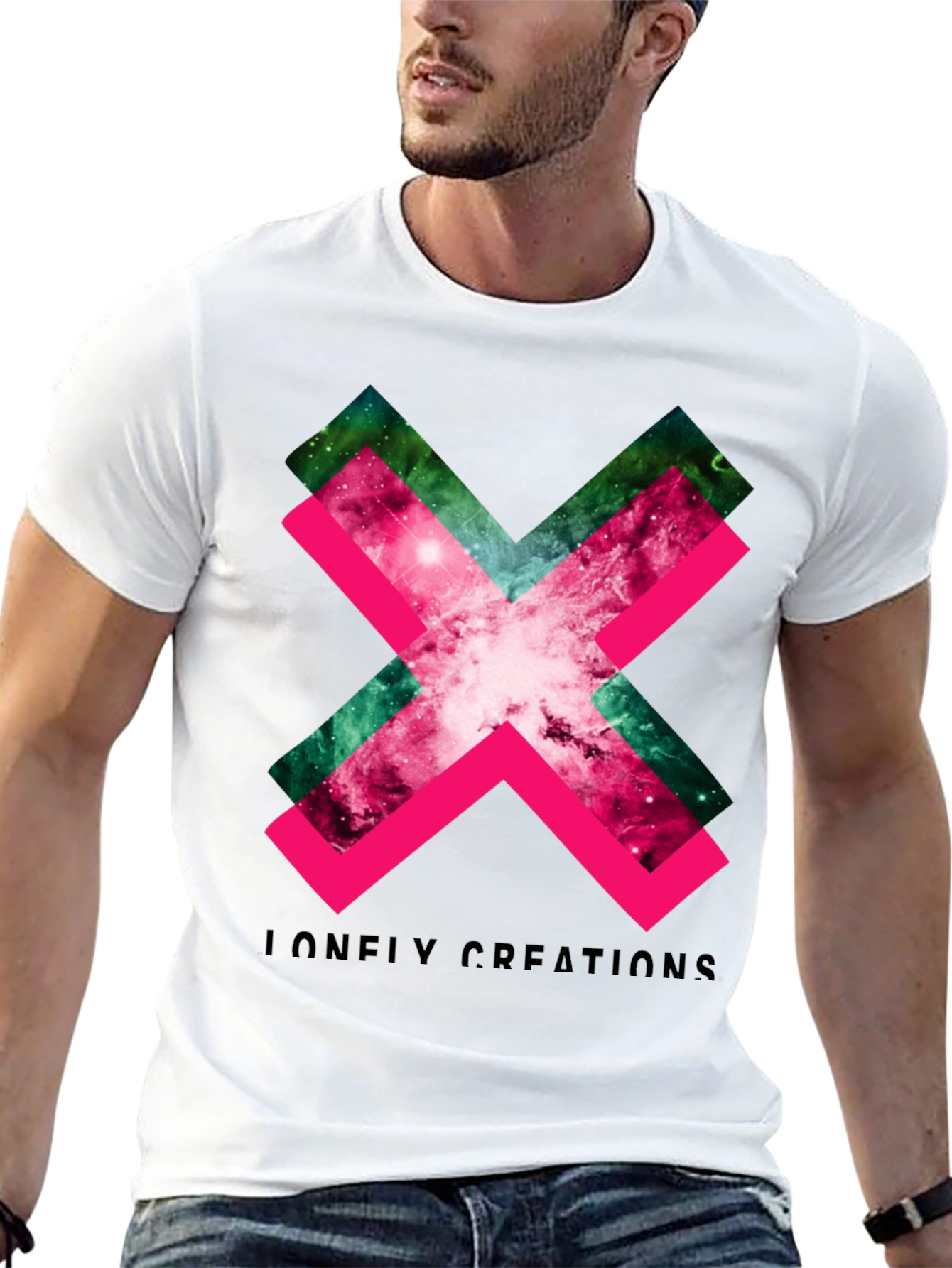 Black Galaxy X Graphic Tee - Black Cotton Blend T-Shirt view 13