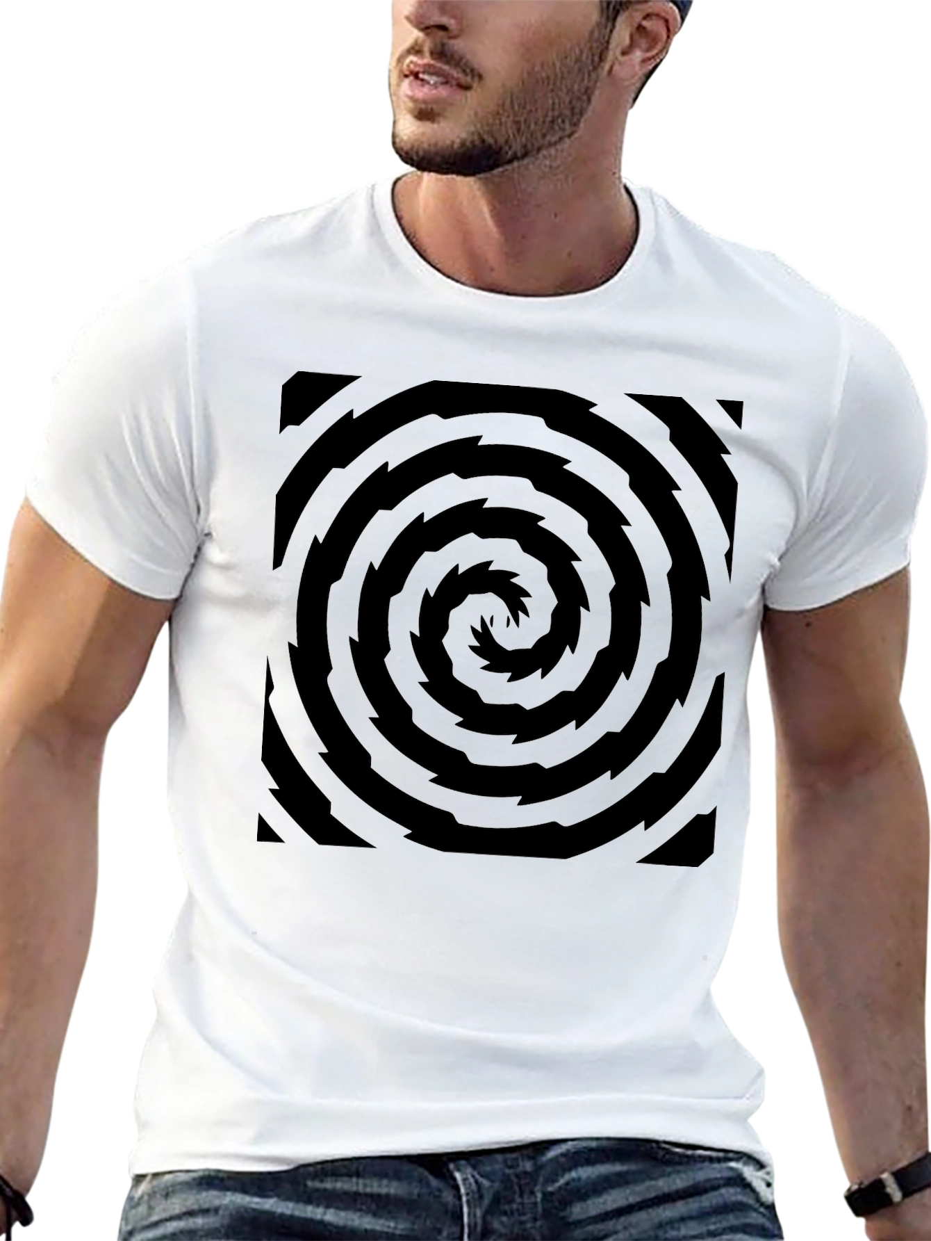 Black Hypnotic Swirl Black Graphic Tee view 13