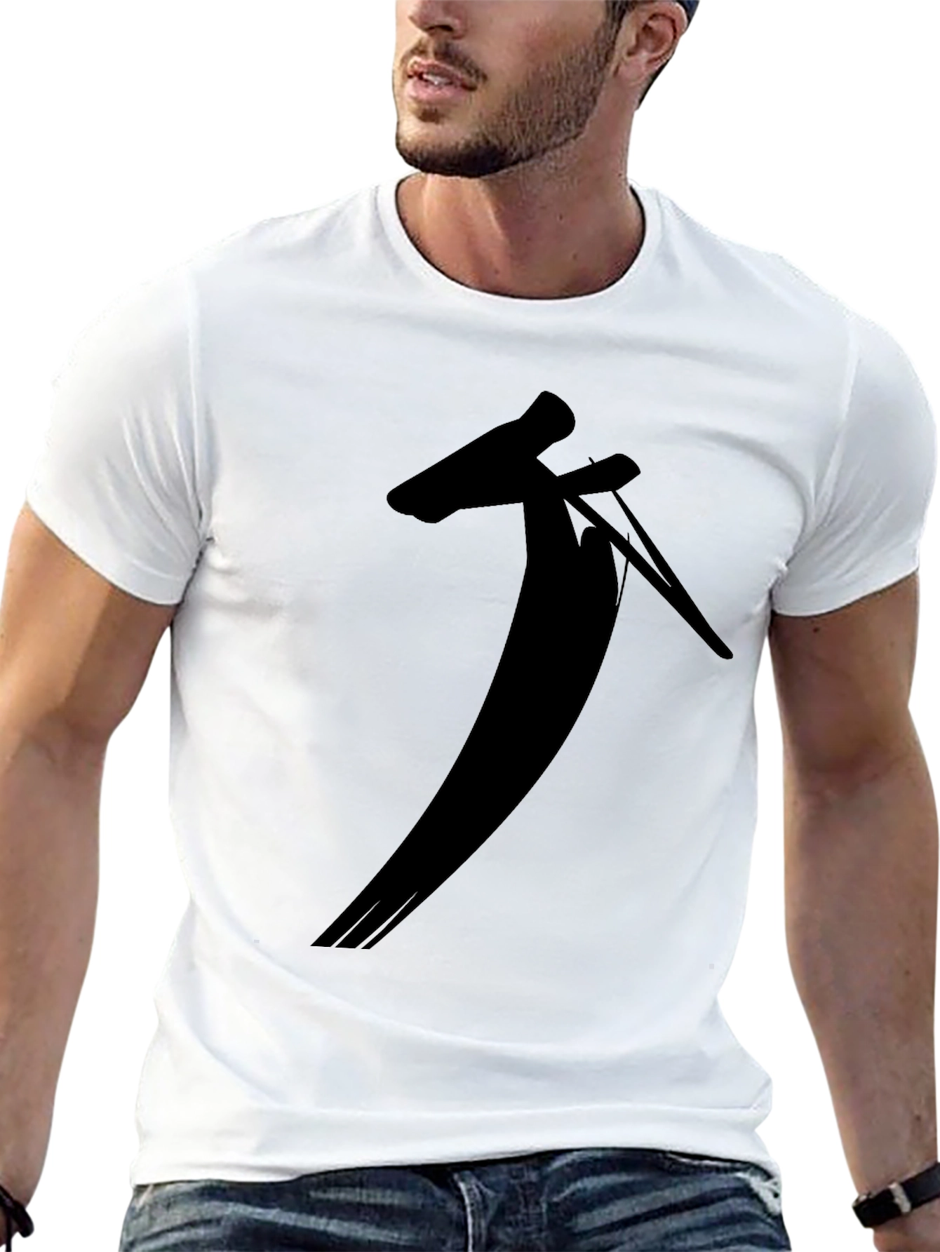 Black Black T-Shirt with Unique Silhouette Design view 13