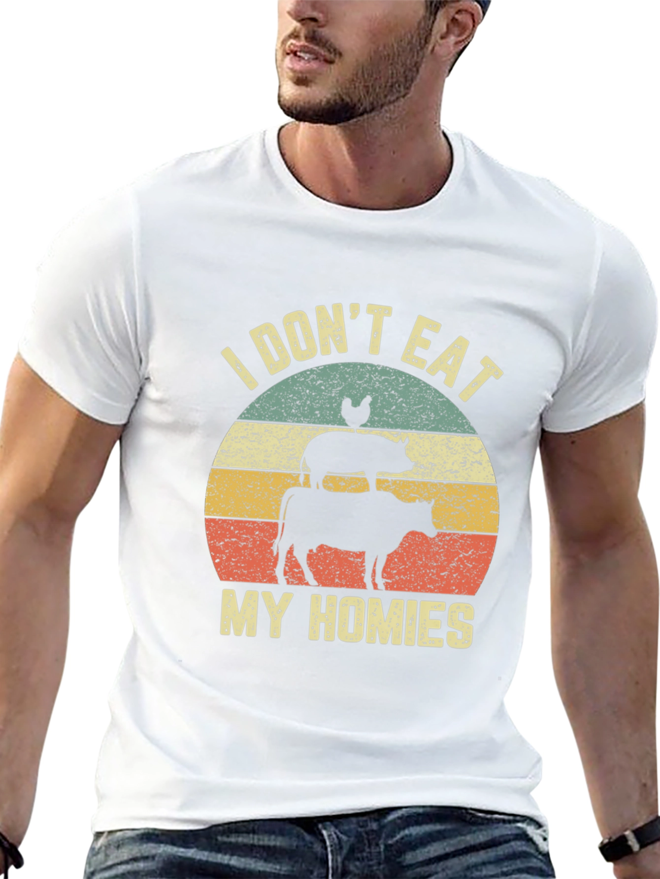 Black Vegan T-Shirt - "I Don't Eat My Homies" Animal Lover Tee view 13
