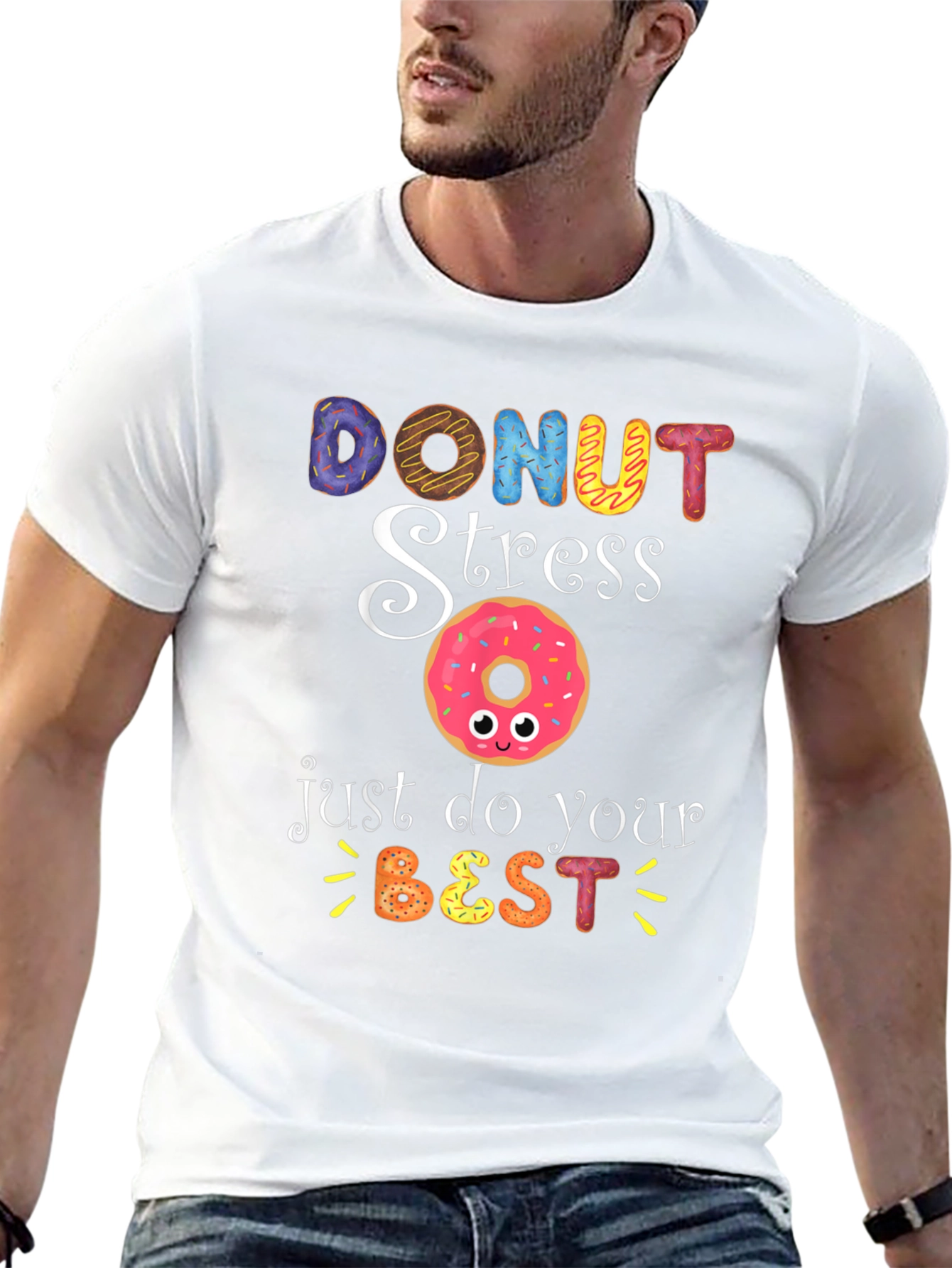 Black Donut Stress Funny Graphic T-Shirt view 13