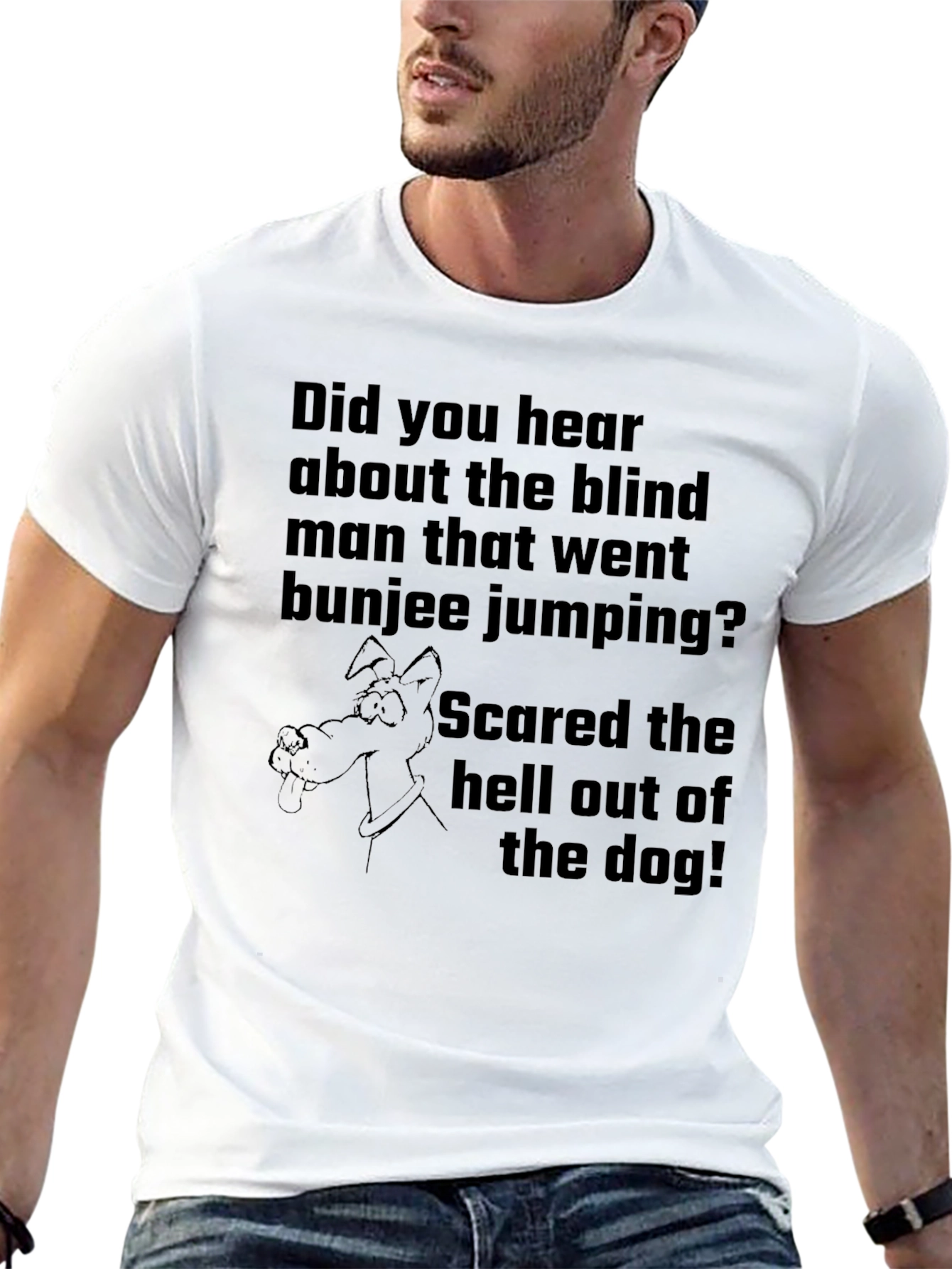 Black Blind Bungee Jumper Dog Humor T-Shirt view 13