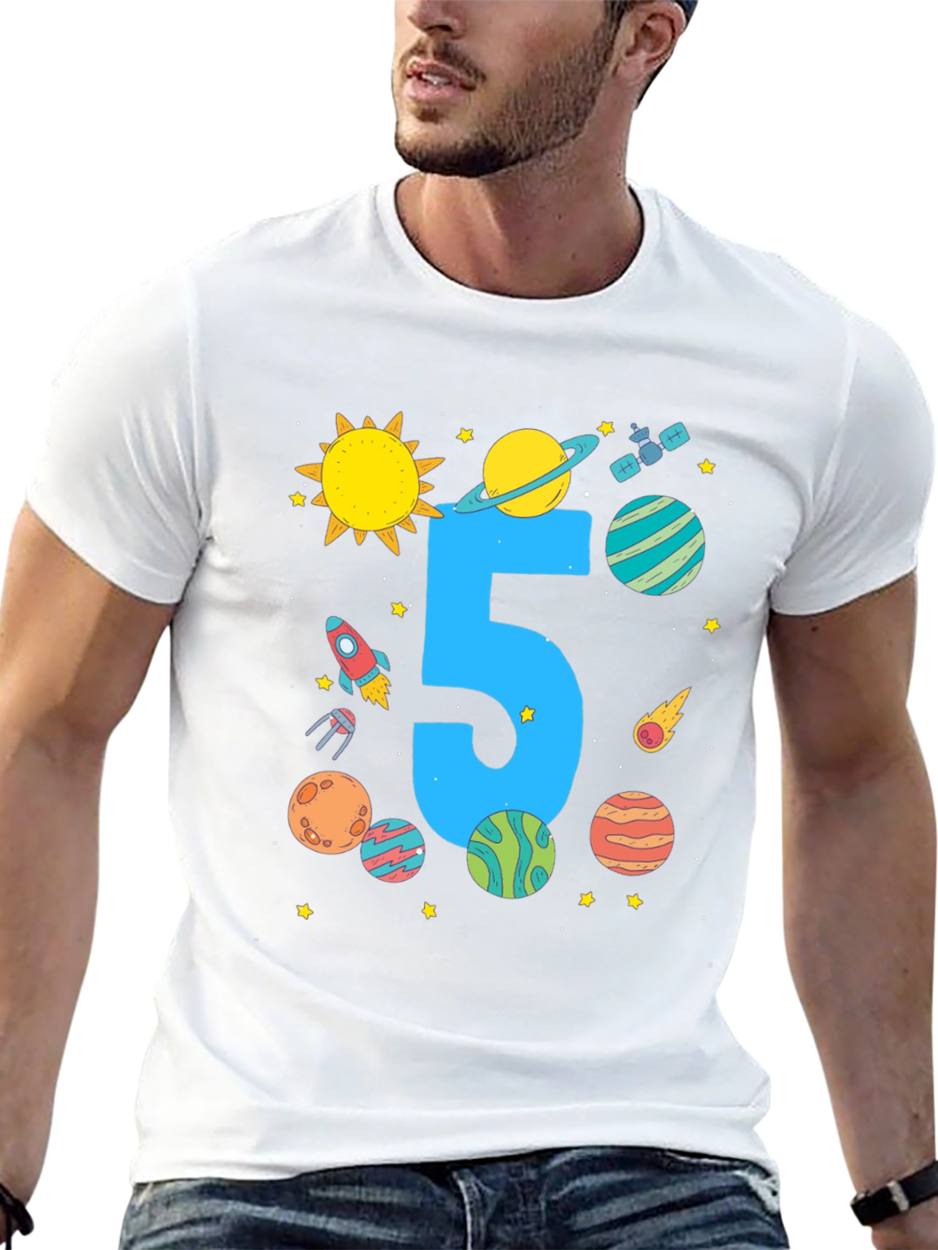 Black Kids 5th Birthday Space T-Shirt view 13