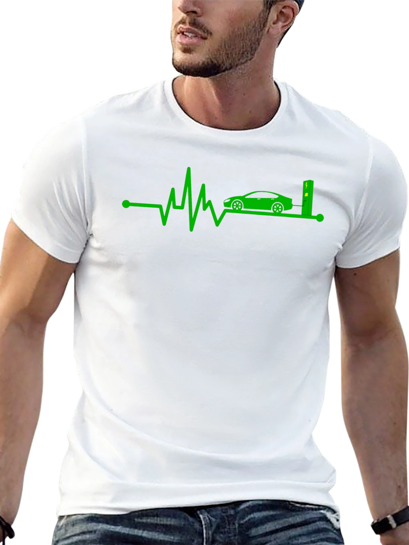 Electric Car Heartbeat T-Shirt - Green Energy - 13