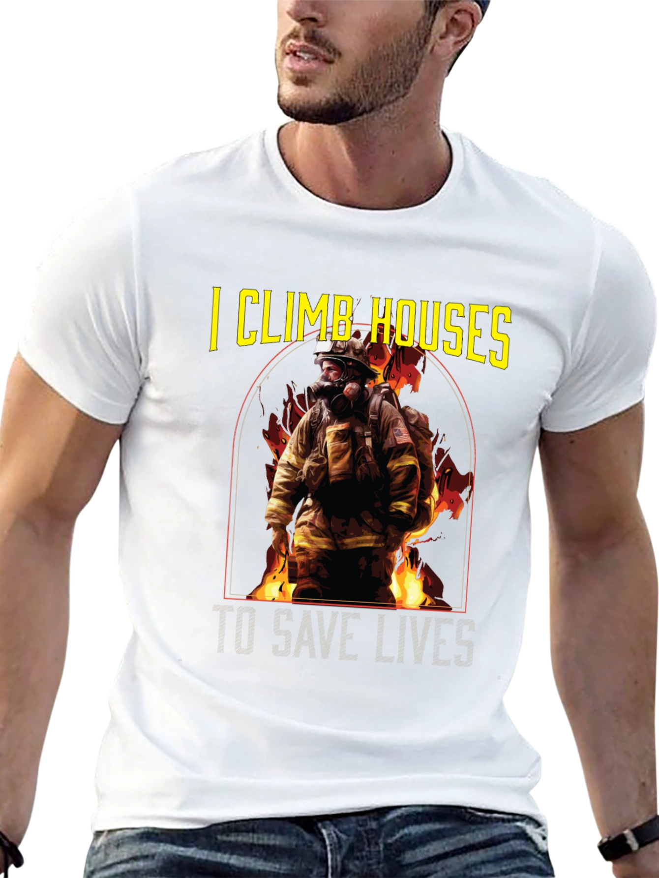 Black Firefighter T-Shirt - I Climb Houses To Save Lives view 13