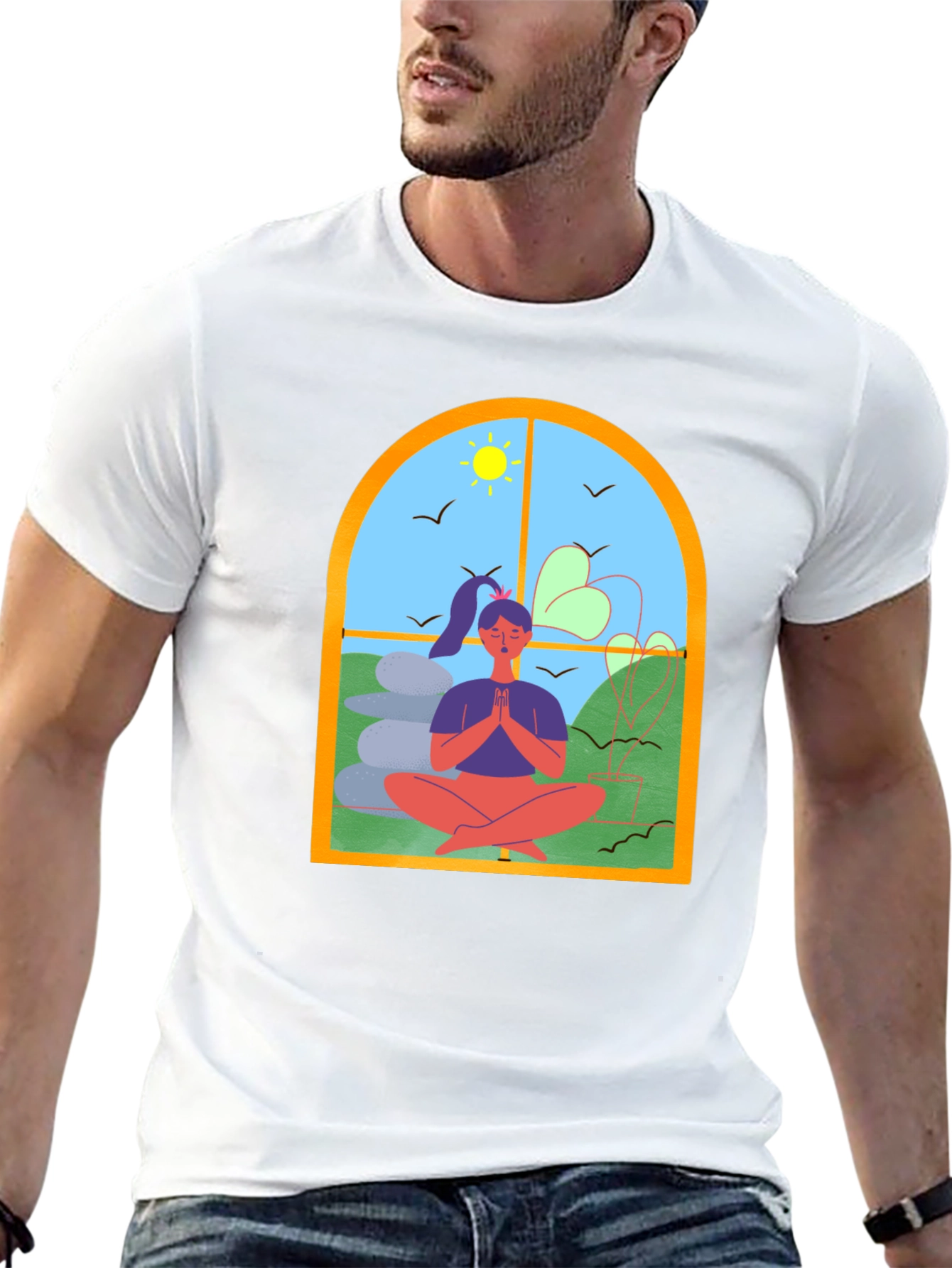 Black Meditative Window T-Shirt view 13