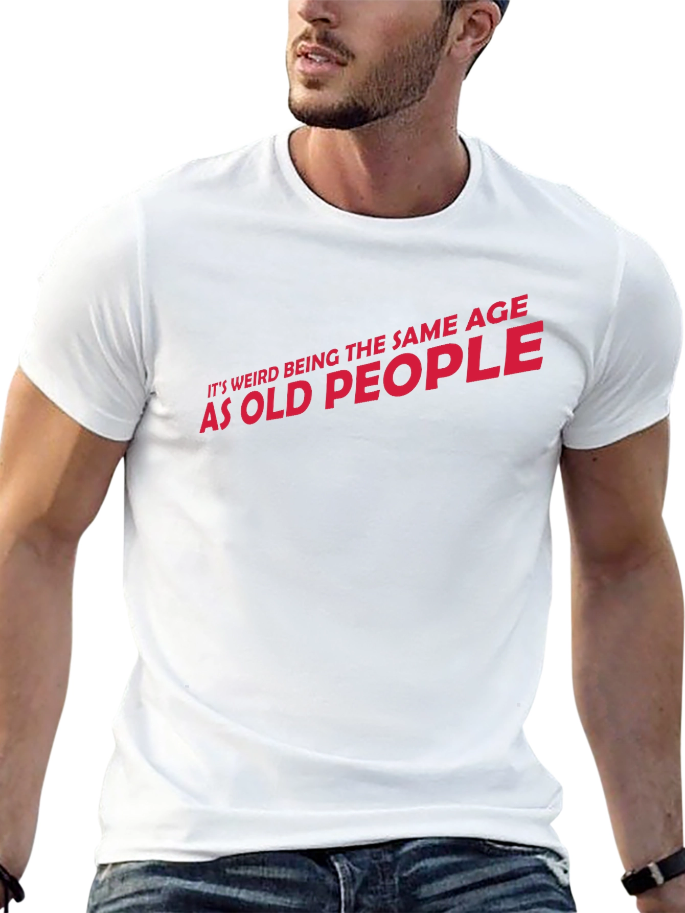 Black Funny "Same Age as Old People" Graphic T-Shirt view 13