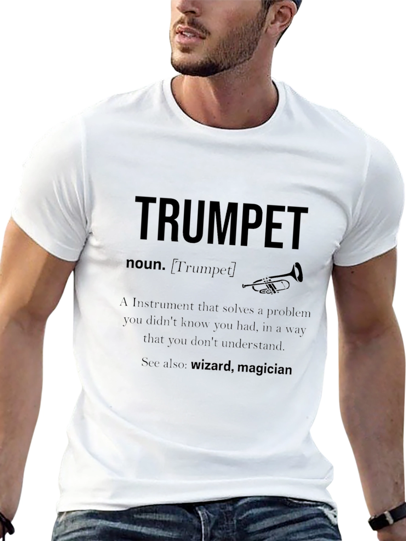 Black Funny Trumpet Definition Black T-Shirt view 13
