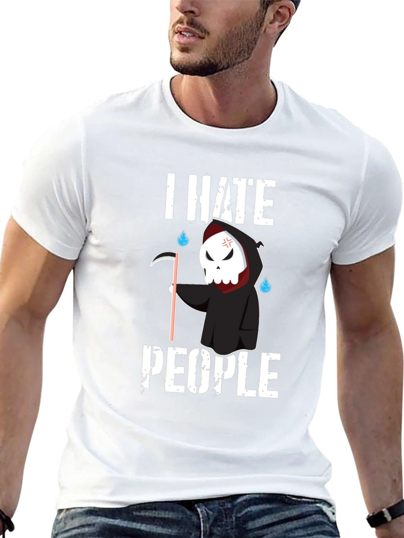 Black I Hate People Grim Reaper Graphic Tee view 13
