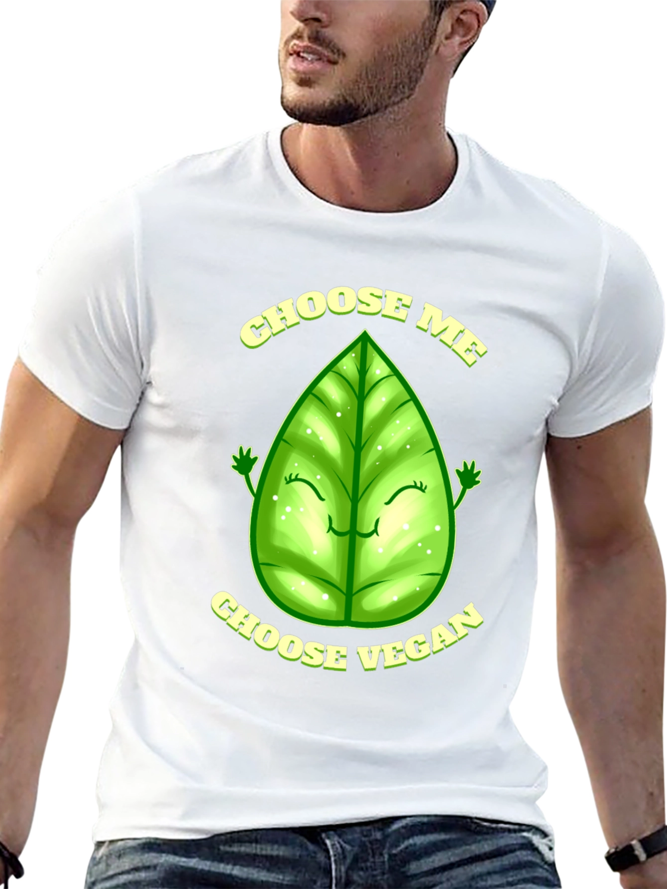Black Choose Vegan T-Shirt - Leaf Design view 13