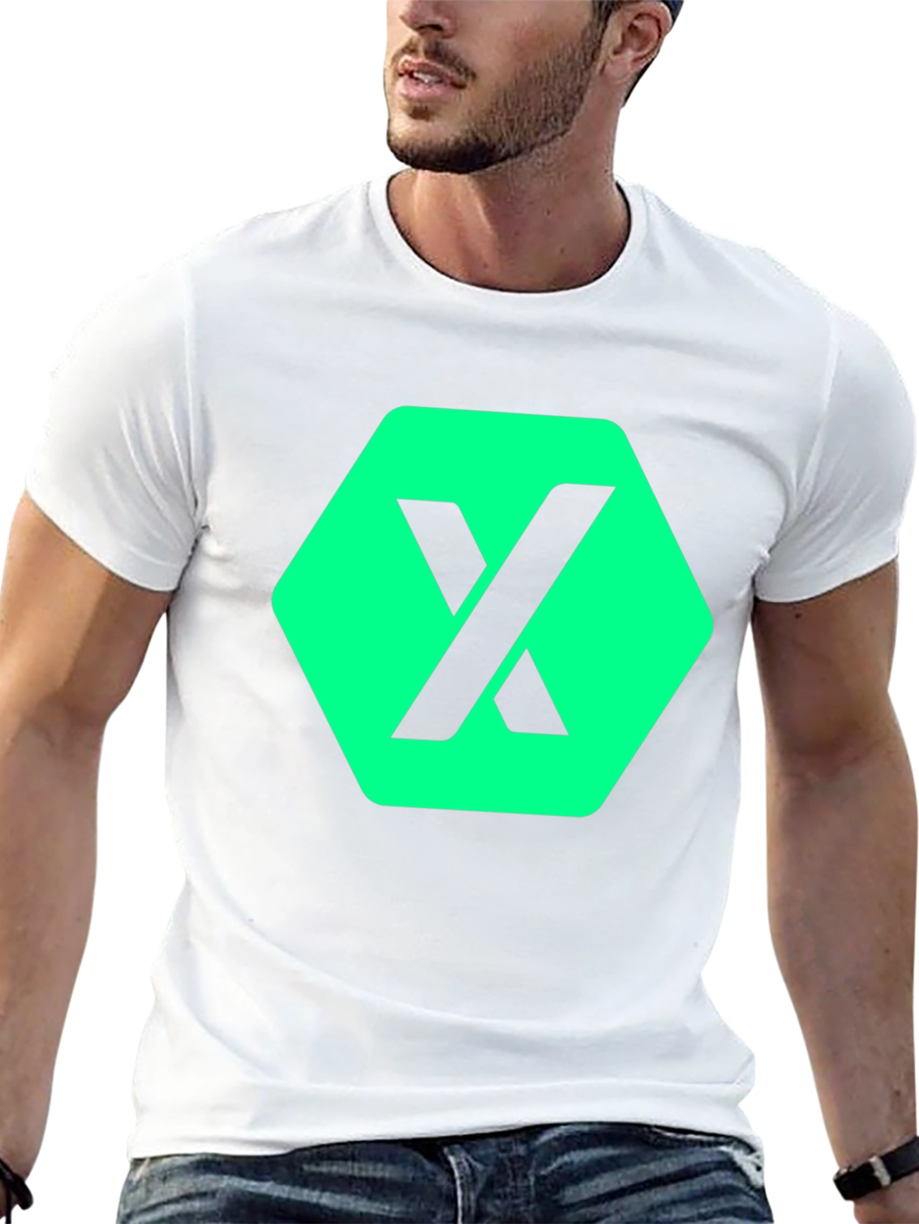 Black Modern Graphic Tee: Black Shirt with Geometric "X" Design view 13