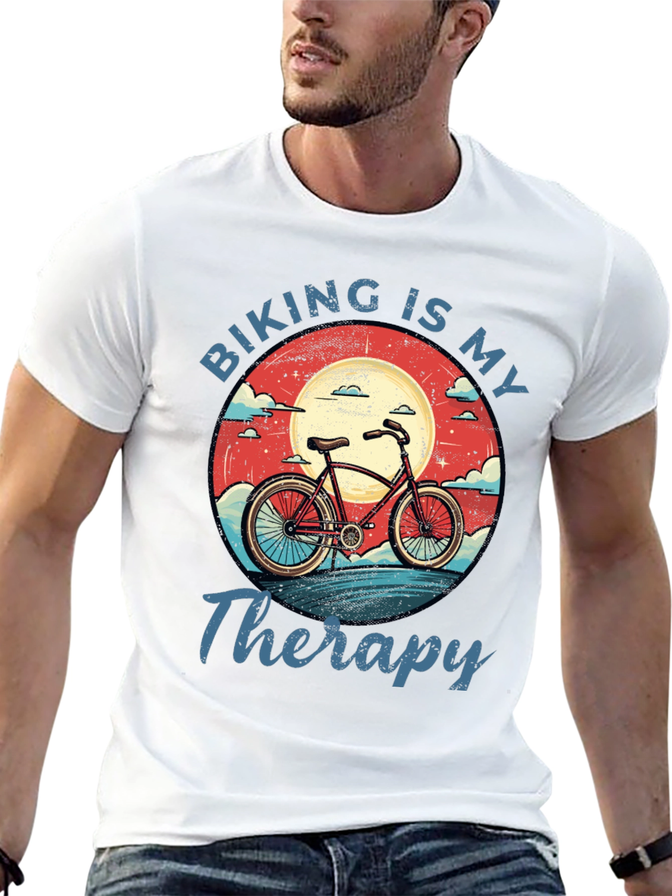 Black Biking is My Therapy Graphic T-Shirt view 13