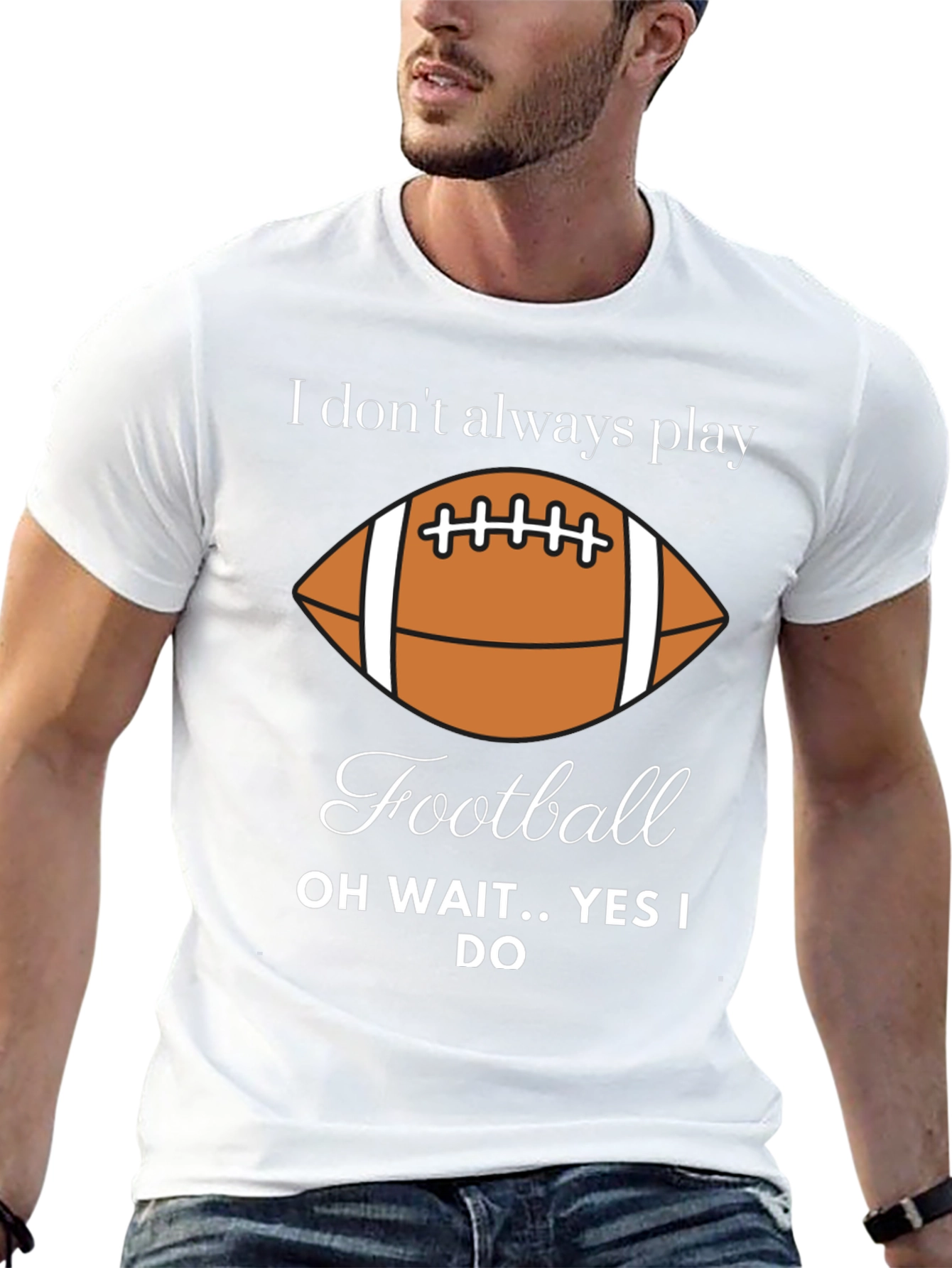 Black Funny Football Player T-Shirt - "I Don't Always Play" view 13