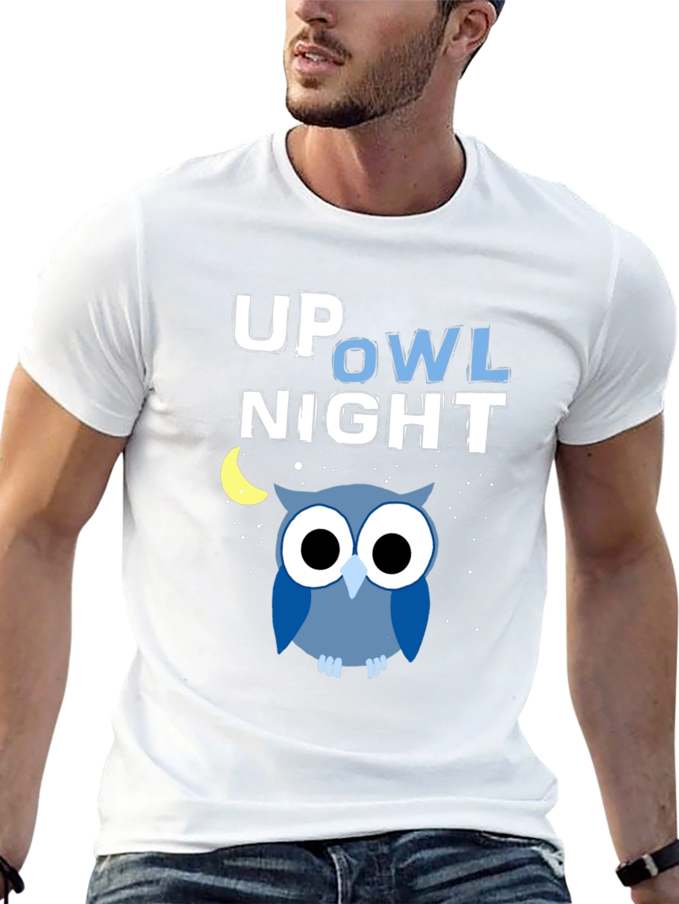 Black Up Owl Night Graphic Tee - Midnight Blue view 13