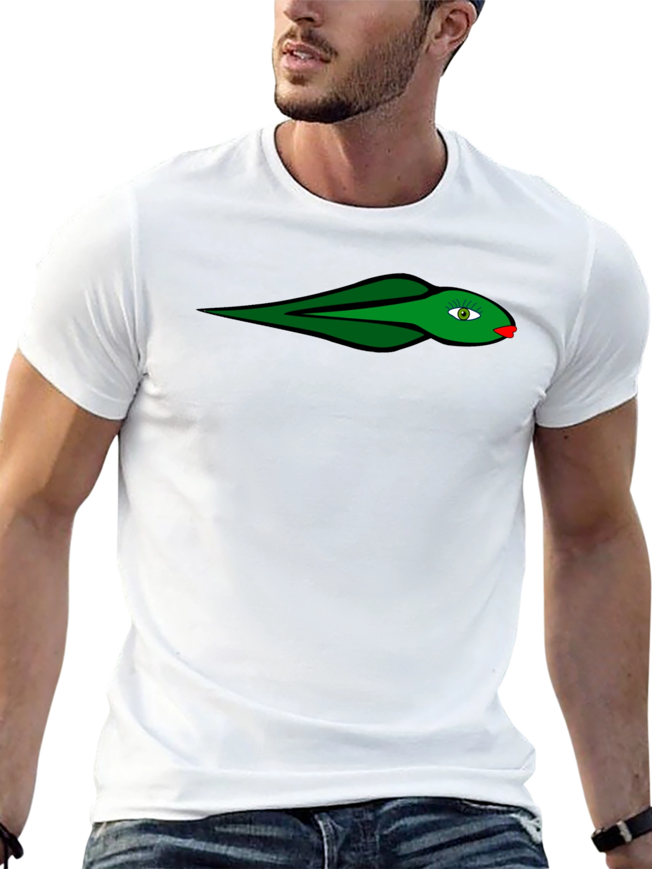 Black Black T-Shirt with Green Snake Design view 13