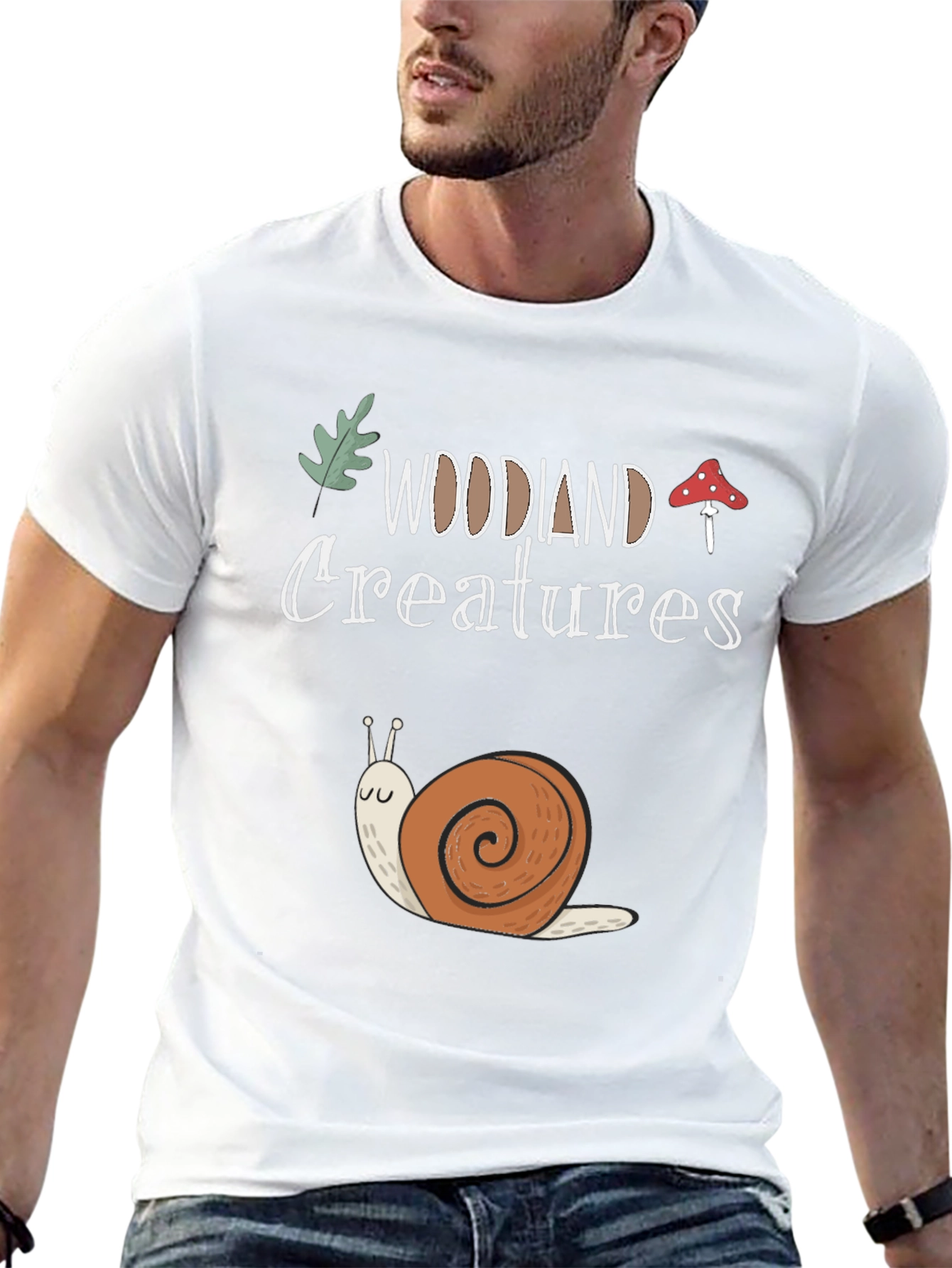 Black Woodland Creatures Snail Graphic T-Shirt view 13
